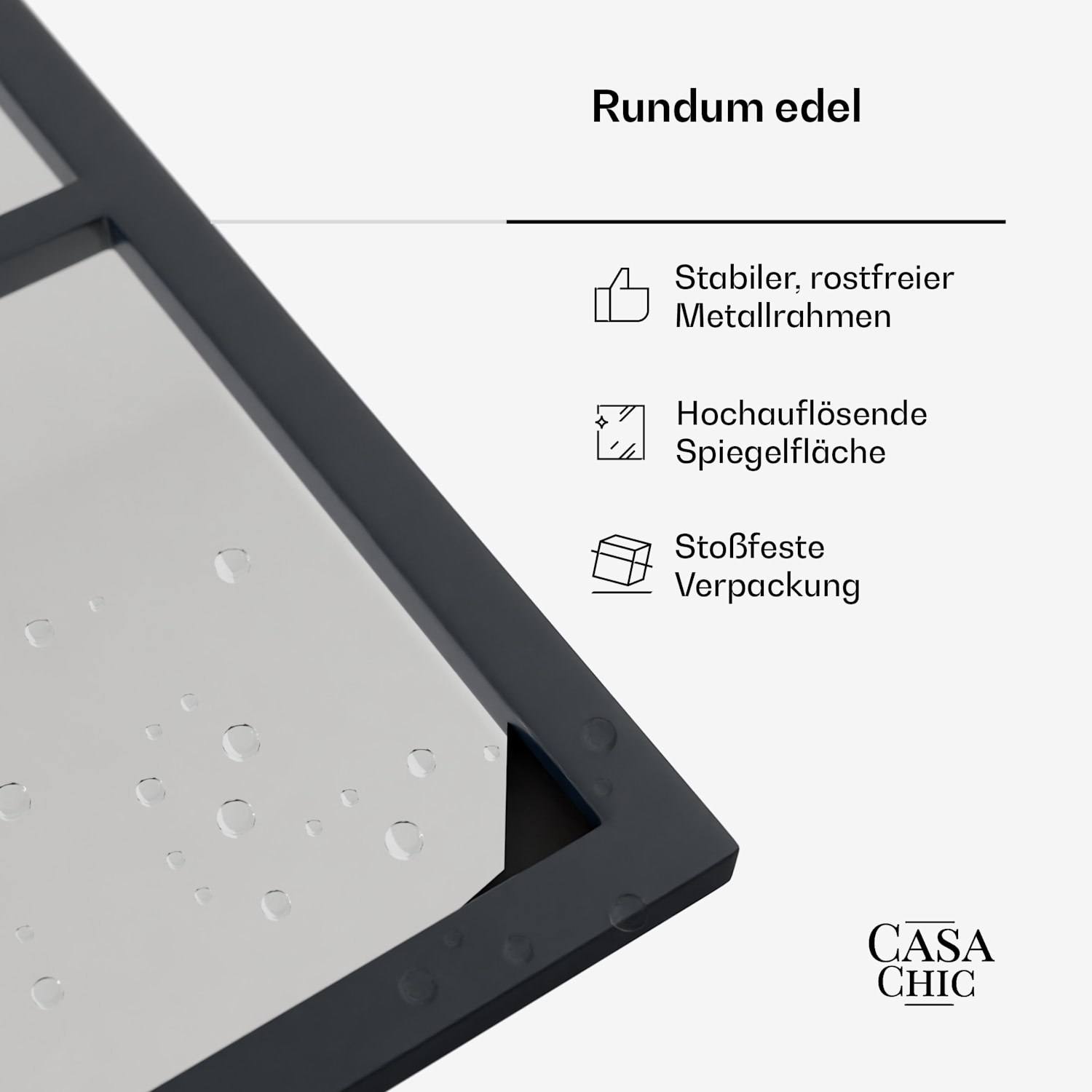 Archway Französischer Wandspiegel Aluminiumrahmen 46 × 86 cm 46 × 86 cm | Schwarz