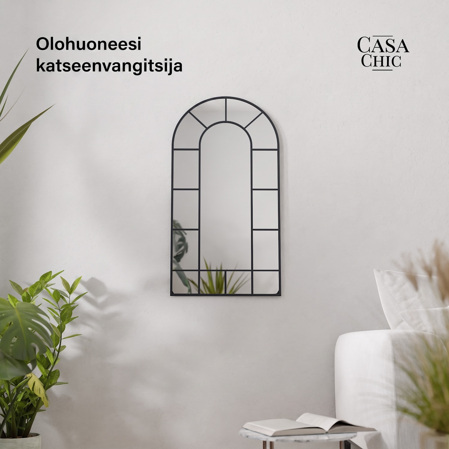 Archway ranskalainen seinäpeili alumiinikehys 46 x 86 cm 46 × 86 cm | Musta