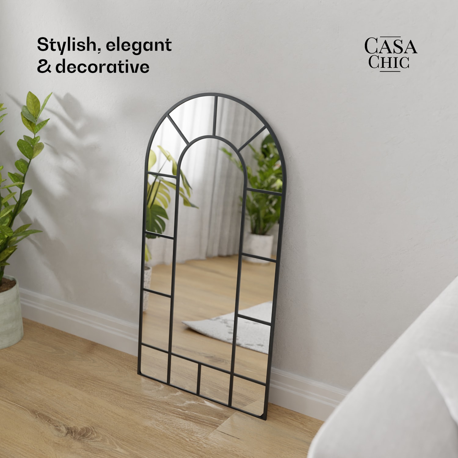 Luk, francusko zidno ogledalo, aluminijski okvir, 46 x 86 cm 