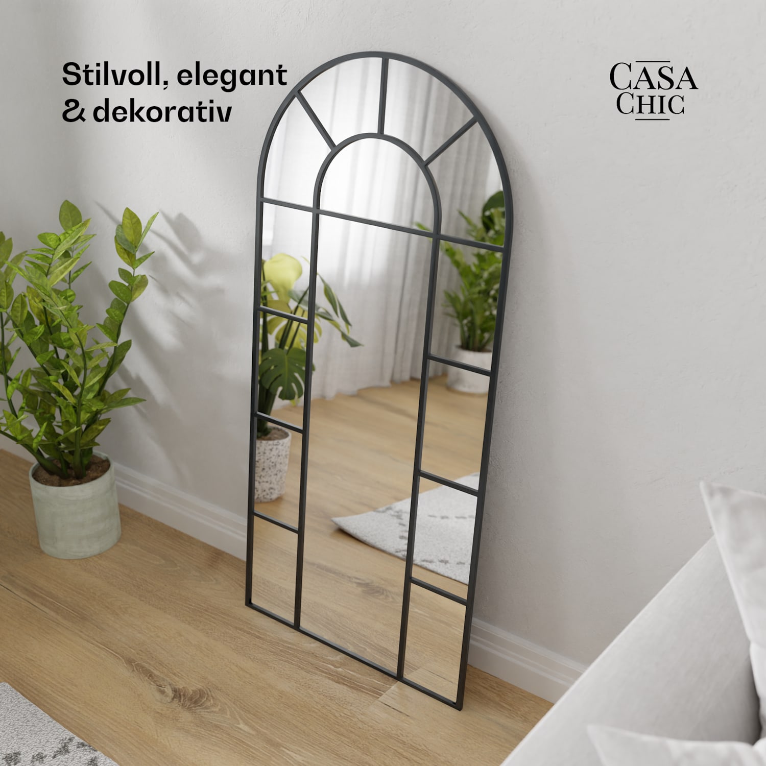 Archway - Specchio a parete dal design francese, cornice in alluminio, 57 x 120 cm 