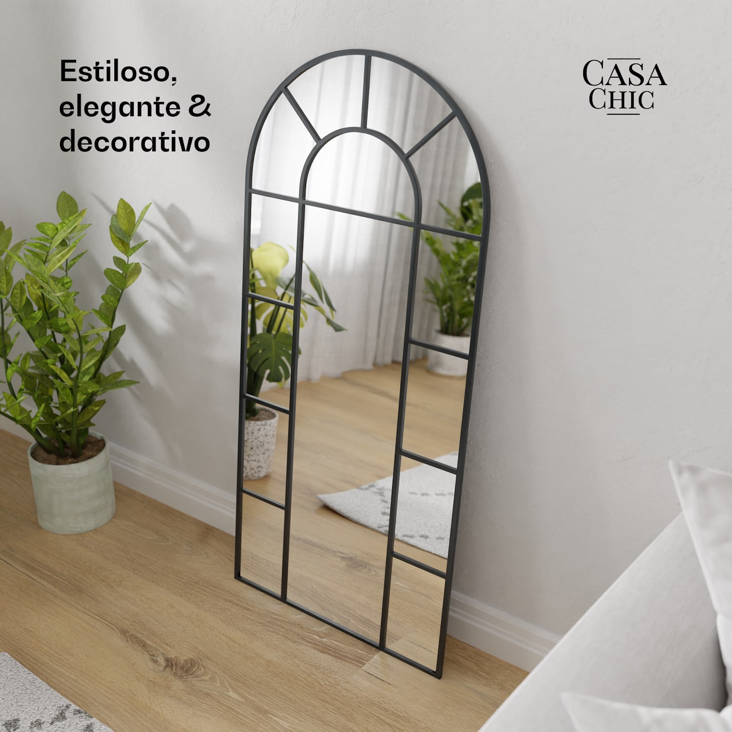 Espejo de pared francés Archway marco de aluminio 57 x 120 cm