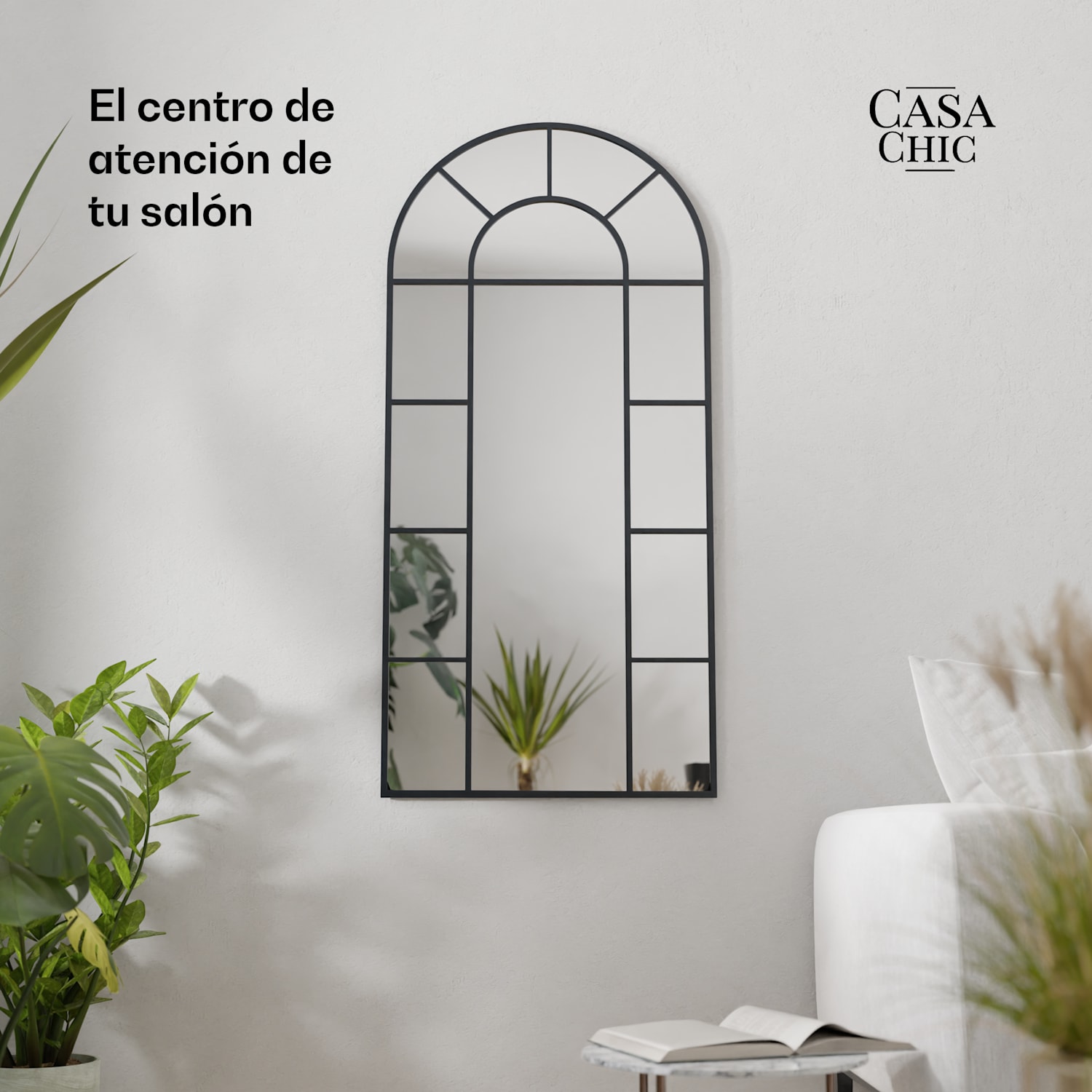 Espejo de pared francés Archway marco de aluminio 57 x 120 cm