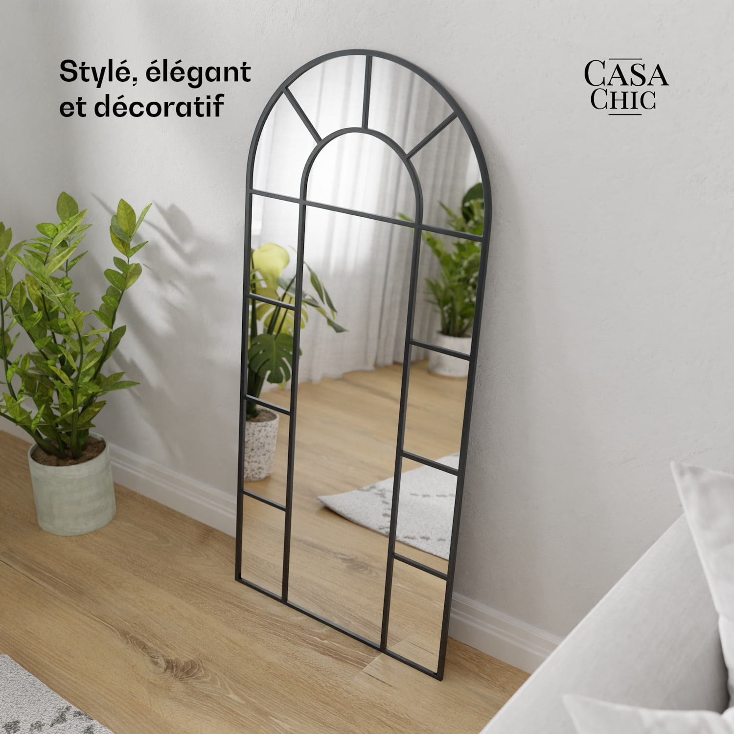 Archway Franse wandspiegel aluminium lijst 57 × 120 cm