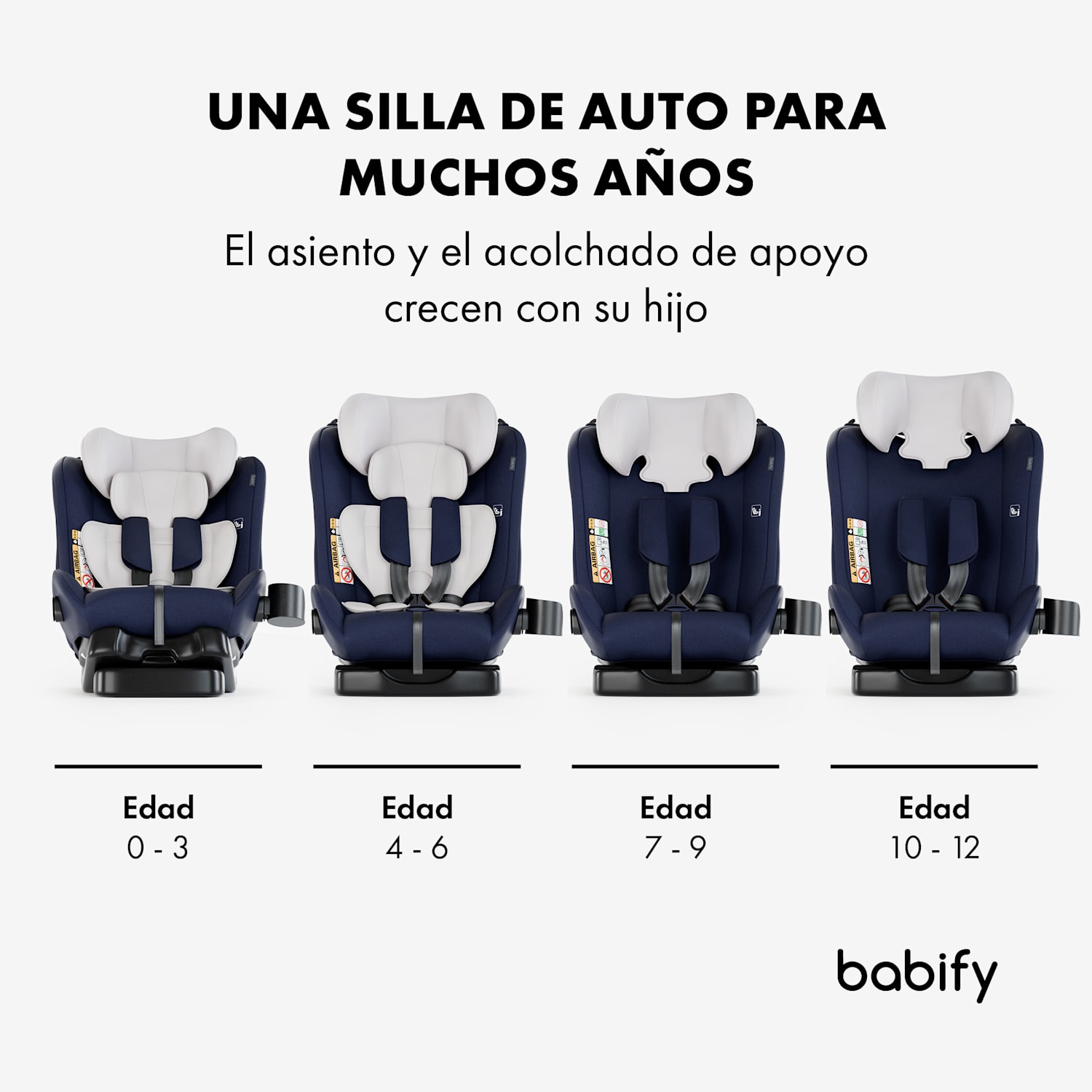 Silla de coche 3 en 1 para niños de 40 a 150 cm de altura certificada según UN ECE R 129 Reboarder con tres ángulos de reclinación 