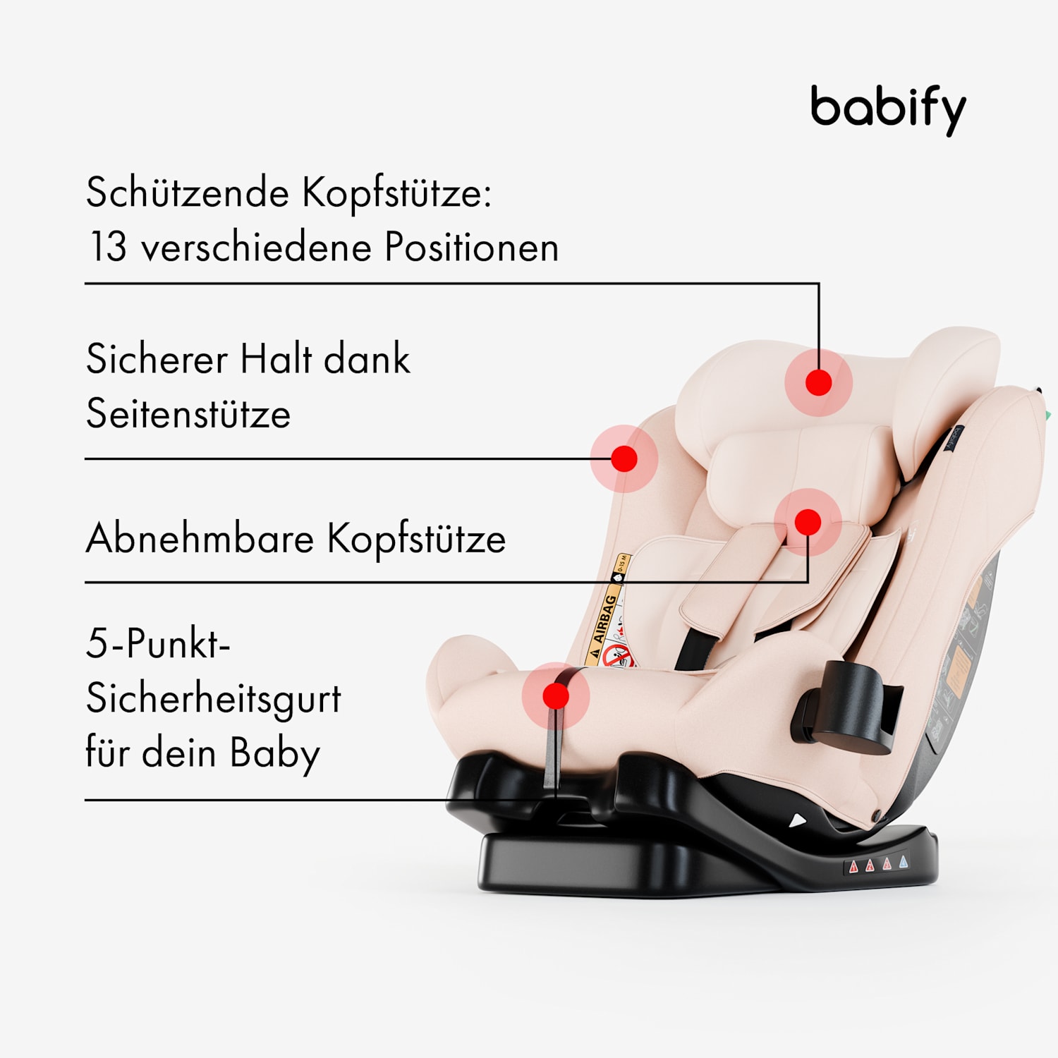 3-in-1-Autokindersitz für 40 bis 150 cm Körpergröße UN ECE R 129 Reboarder mit drei Neigungswinkeln 