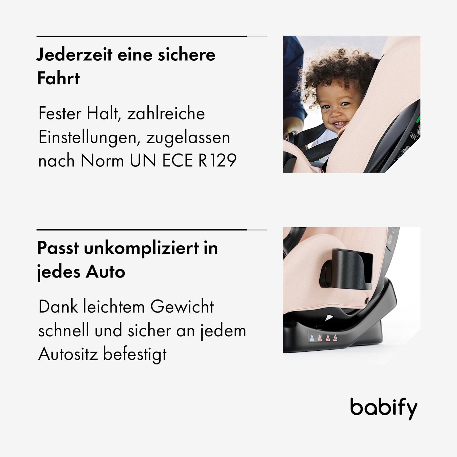 3-in-1-Autokindersitz für 40 bis 150 cm Körpergröße UN ECE R 129 Reboarder mit drei Neigungswinkeln 