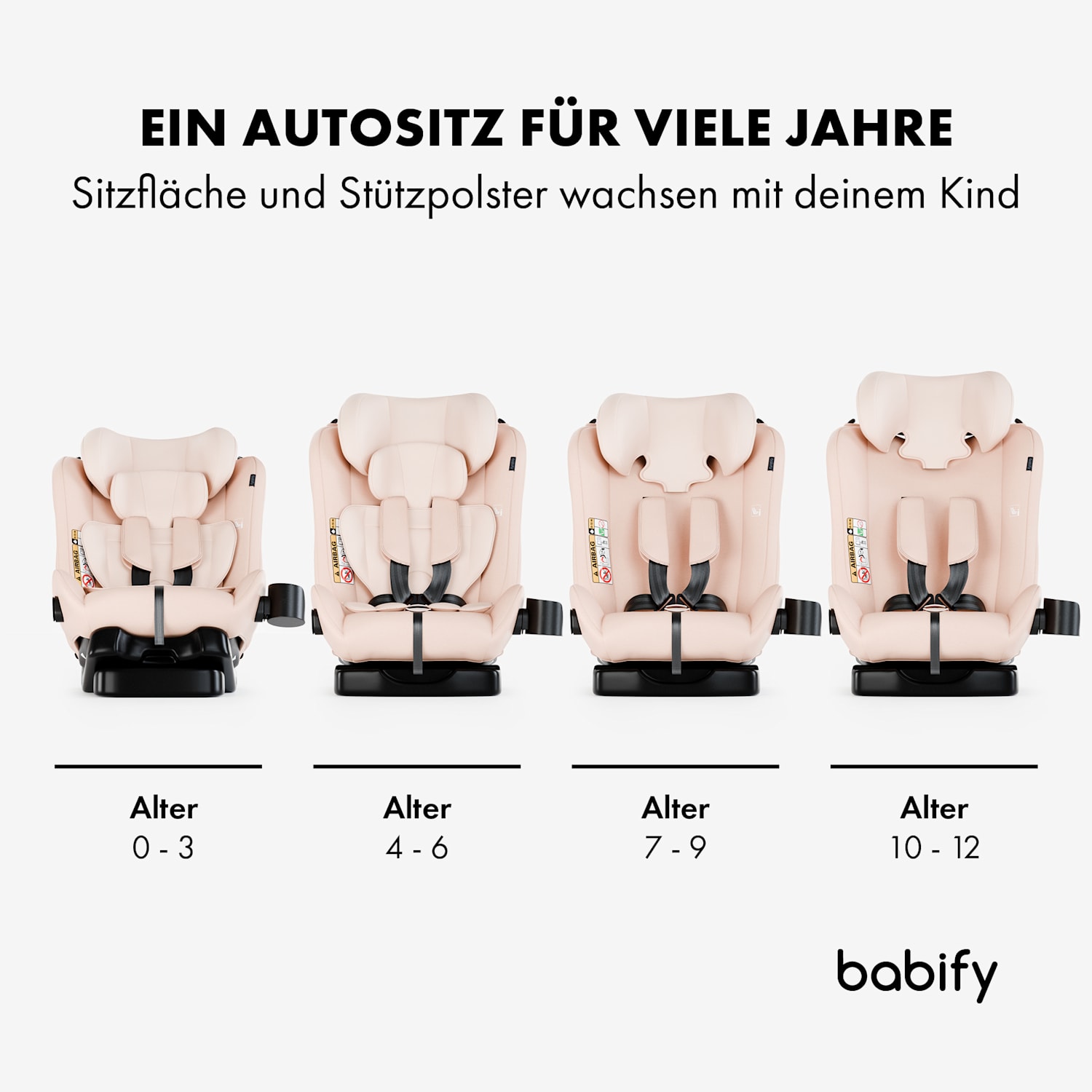 3-in-1-Autokindersitz für 40 bis 150 cm Körpergröße UN ECE R 129 Reboarder mit drei Neigungswinkeln 
