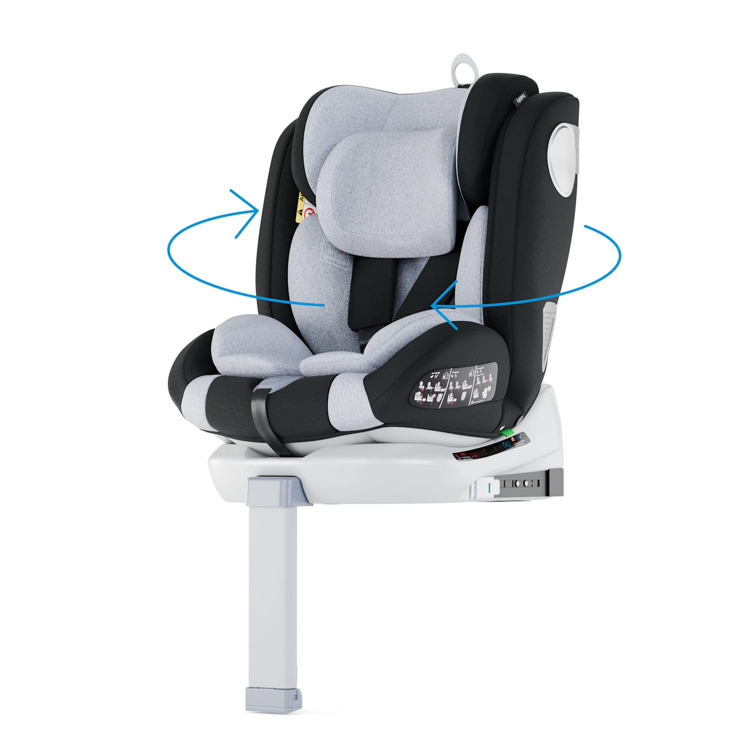 Silla de coche para niños giratoria Onboard 360° con pata de apoyo para 40 - 150 cm de altura corporal con sistema ISOFIX y sistema de arnés de 5 puntos ECE R129 