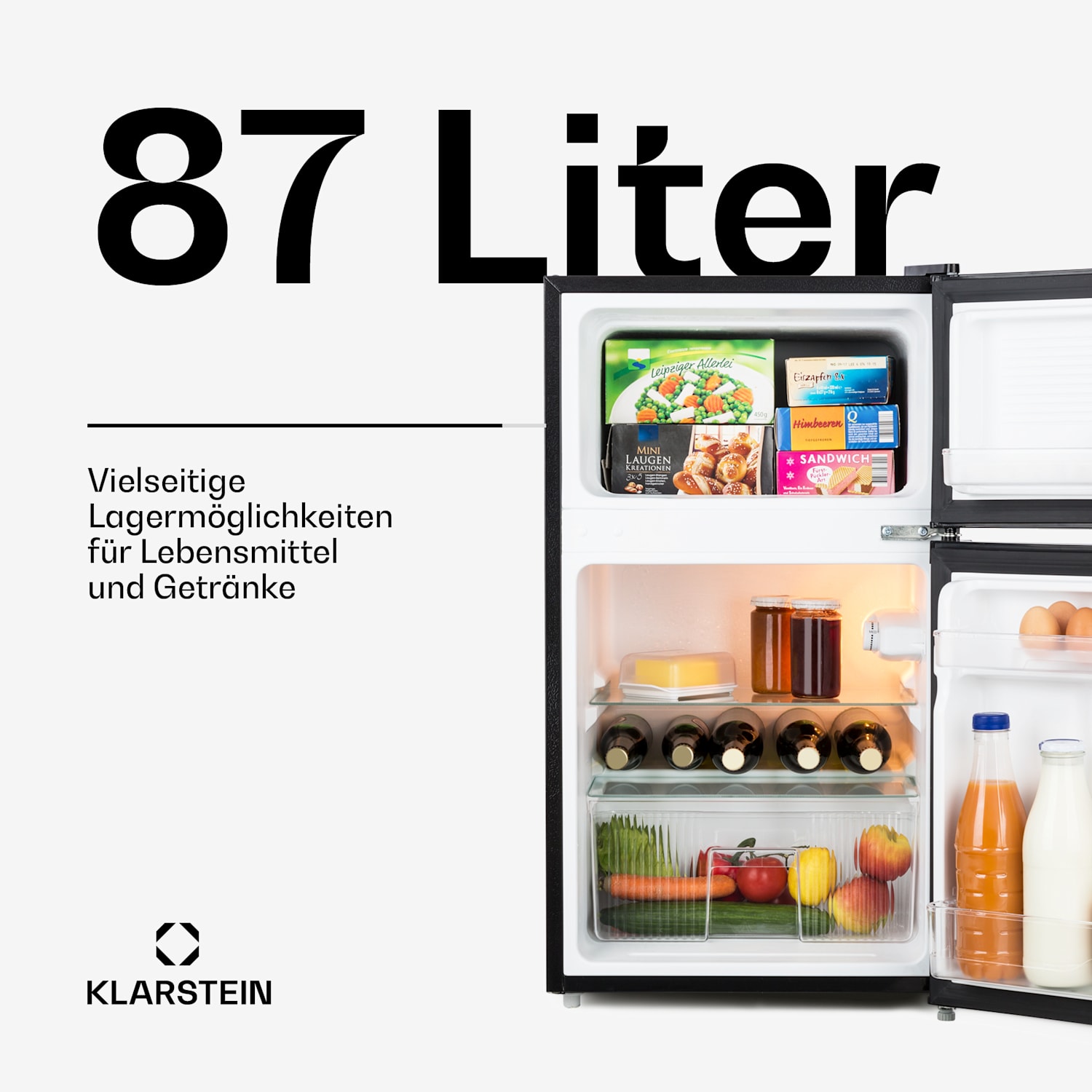 Big Daddy Cool Kühl-Gefrier-Kombination 87 Liter 40dB EEK F 87 Ltr | Schwarz