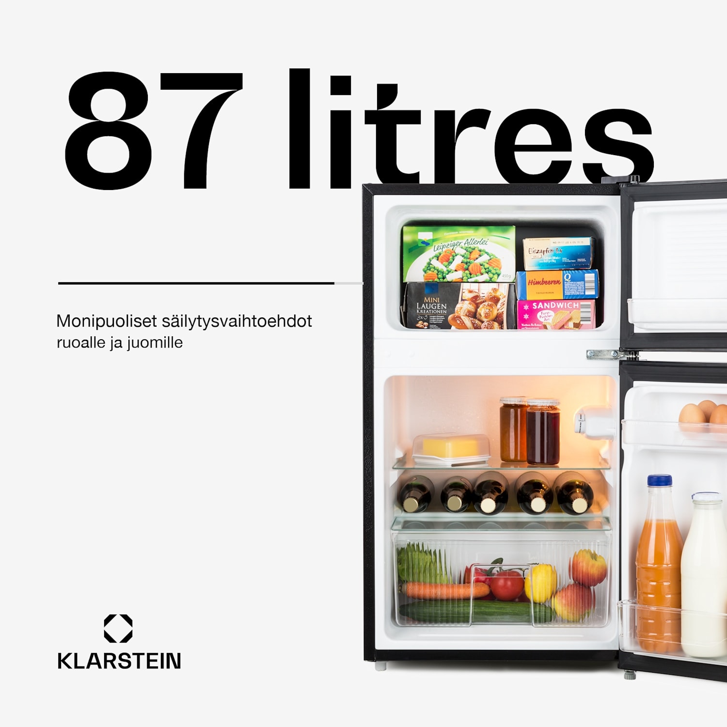 Big Daddy Cool -jääkaappipakastin 87 litraa 40 dB energialuokka E 87 L | Musta