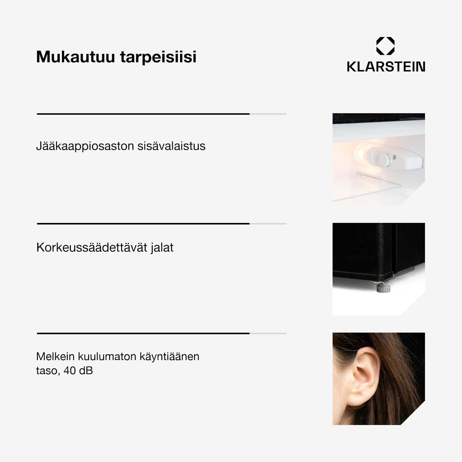 Big Daddy Cool -jääkaappipakastin 87 litraa 40 dB energialuokka E 87 L | Musta