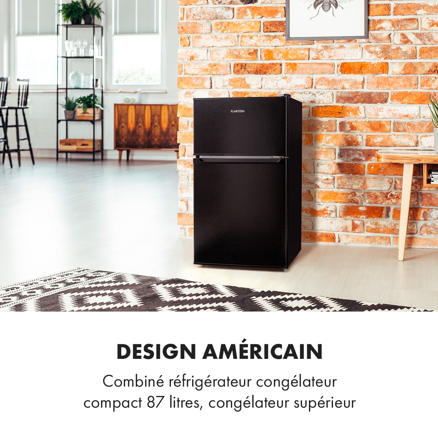 Réfrigérateur-congélateur Big Daddy Cool 87 Liter 40dB CEE F 87 L | Noir