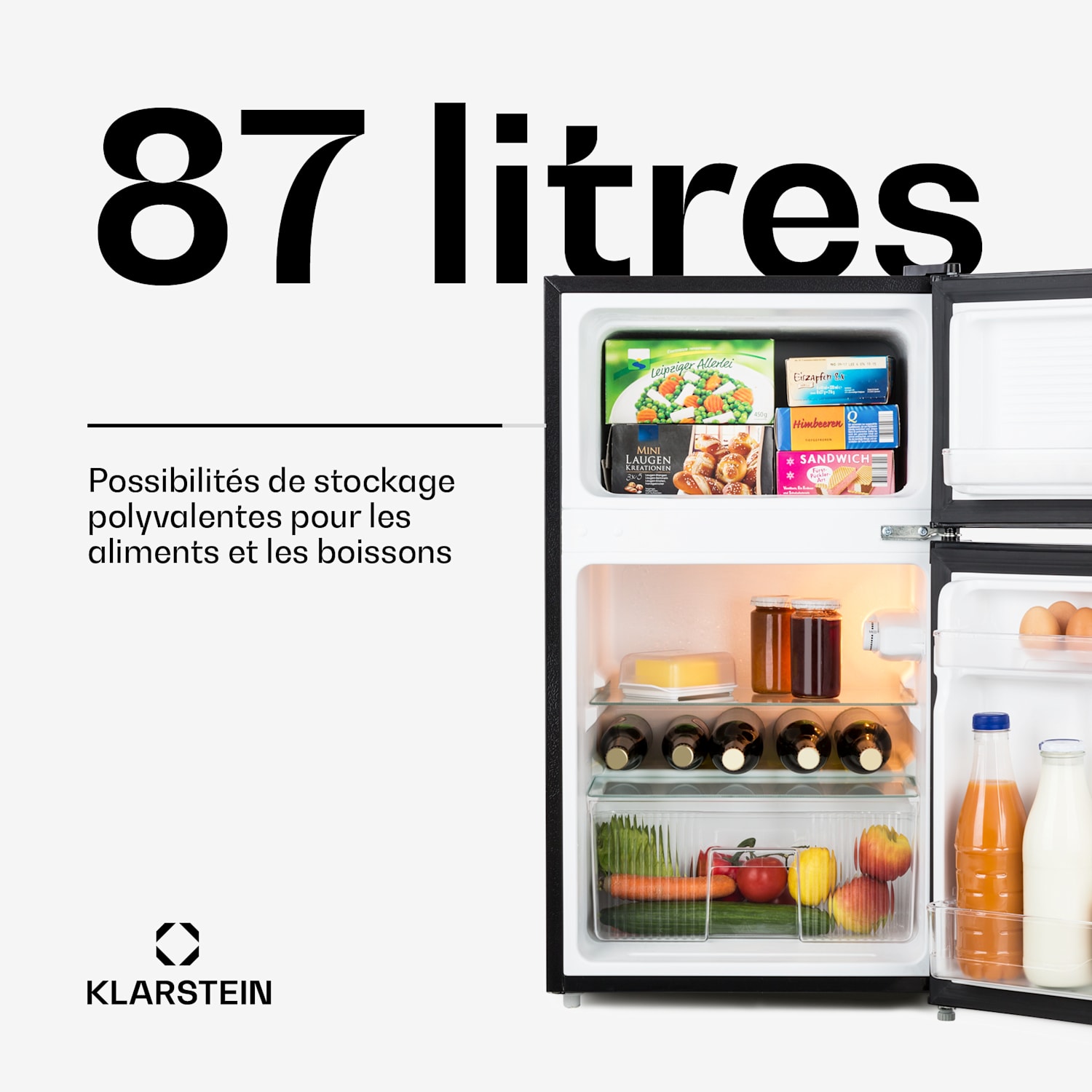 Réfrigérateur-congélateur Big Daddy Cool 87 Liter 40dB CEE F 87 L | Noir