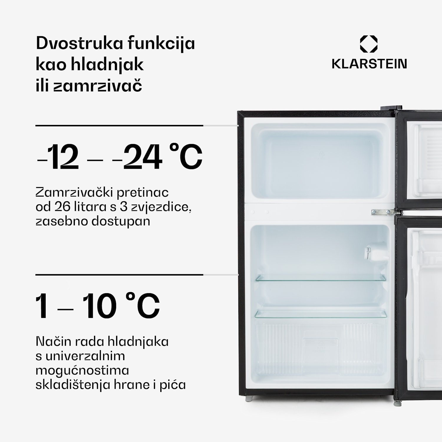Big Daddy Cool, hladnjak sa zamrzivačem, 61/26 litara, 40 dB, F, crni 