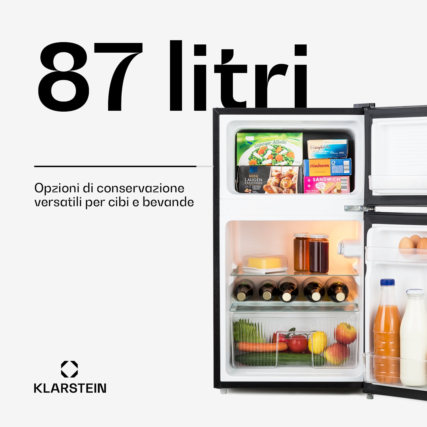 Big Daddy Cool frigo-congelatore 87 litri 40dB CEE F 87 Ltr | Nero