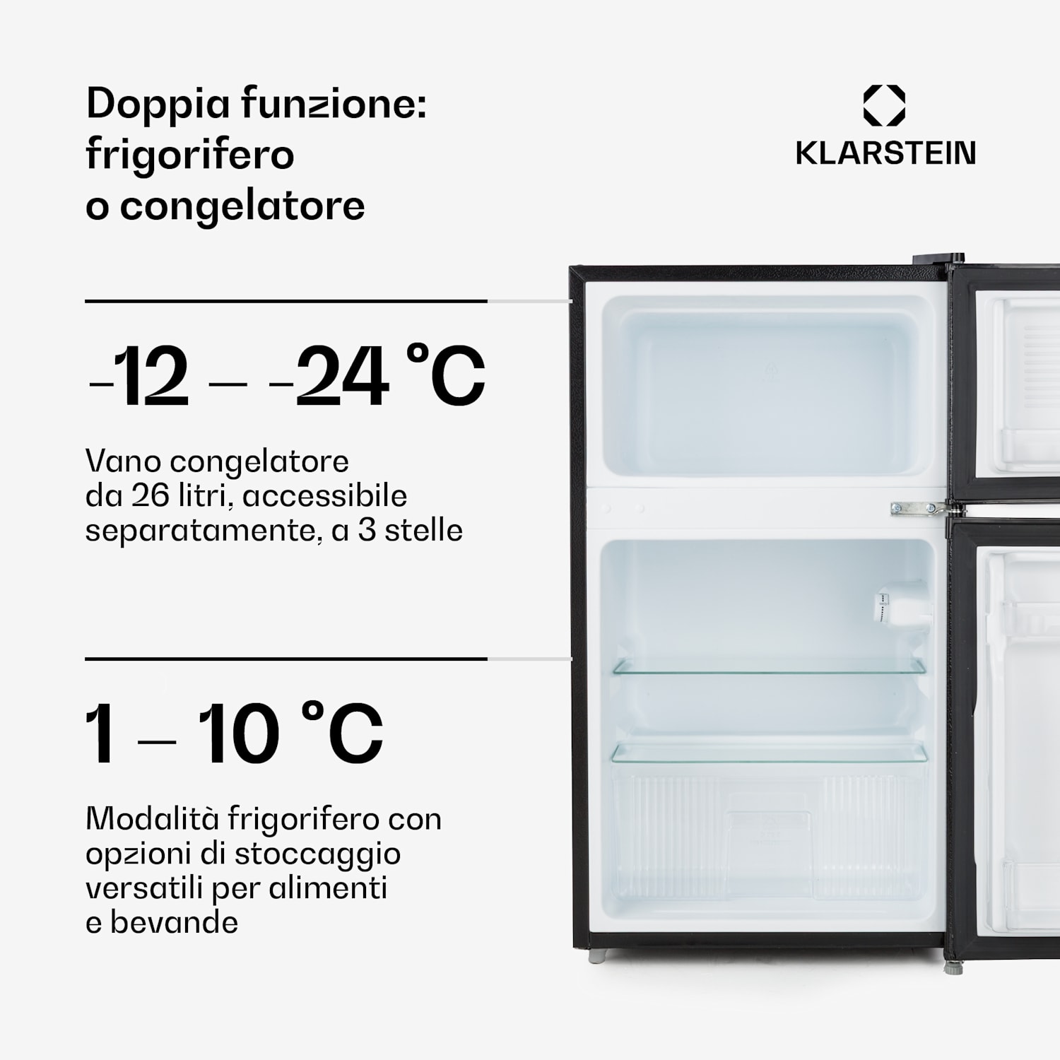 Big Daddy Cool frigo-congelatore 87 litri 40dB CEE F 87 Ltr | Nero