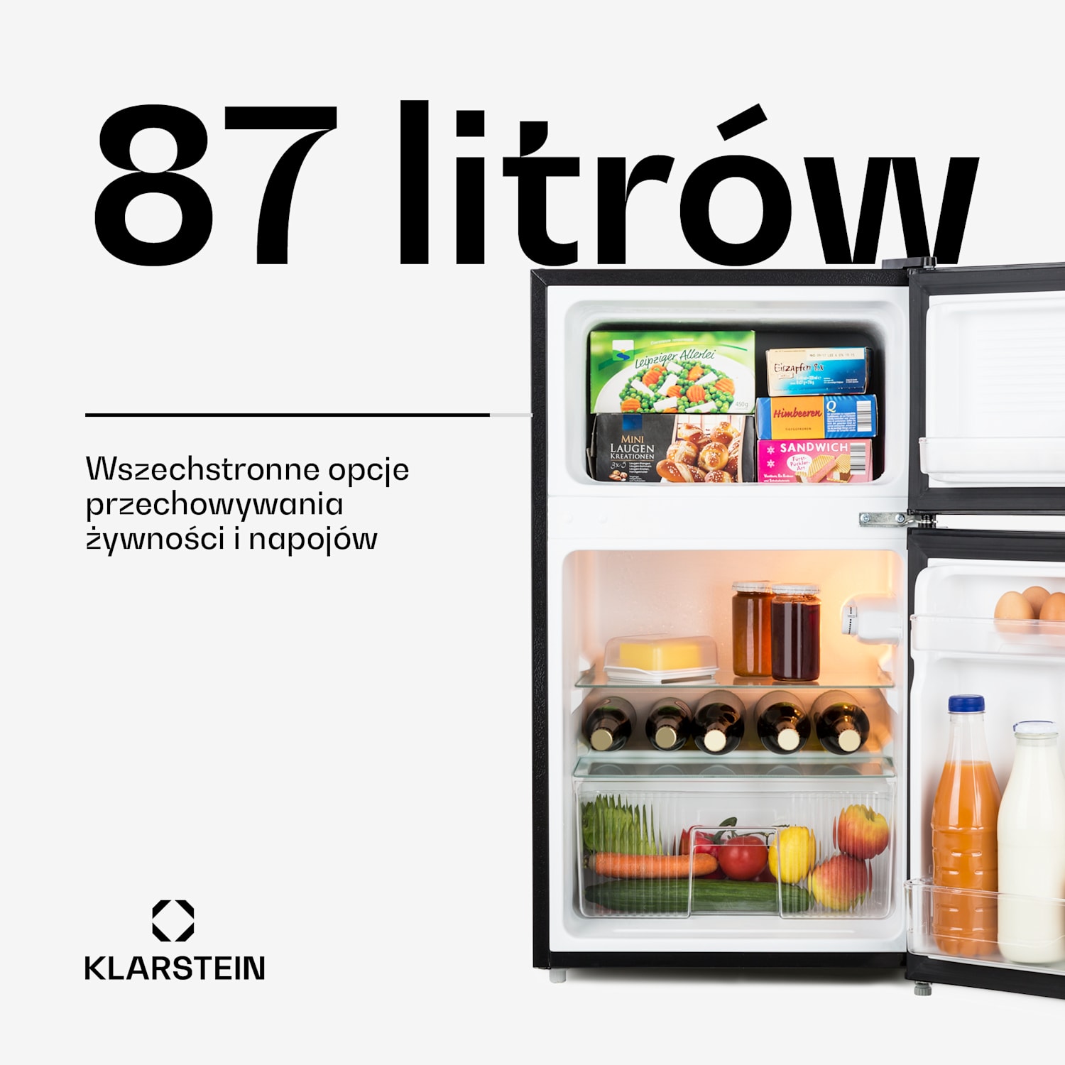 Big Daddy Cool, chłodziarko-zamrażarka, 61/26 l, 40 dB, klasa energetyczna F 87 Ltr | Czarny