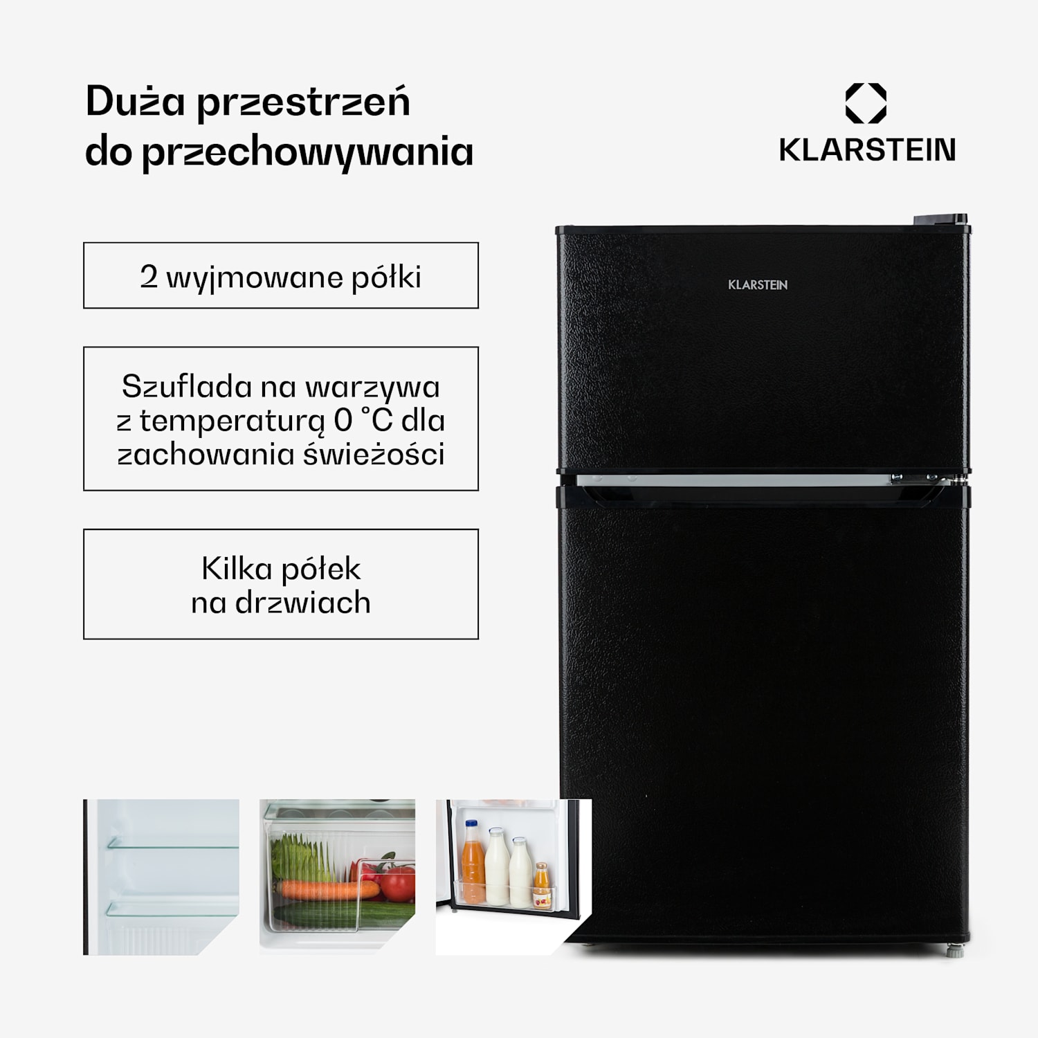 Big Daddy Cool, chłodziarko-zamrażarka, 61/26 l, 40 dB, klasa energetyczna F 87 Ltr | Czarny