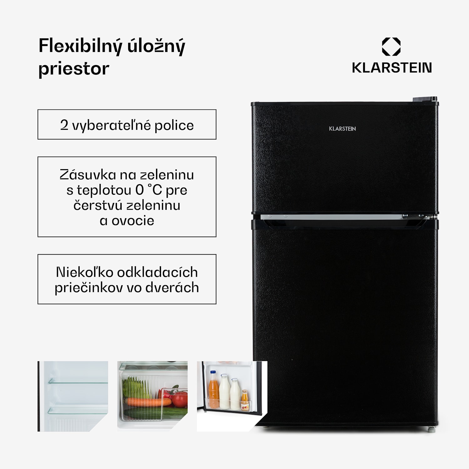 Big Daddy Cool, kombinovaná chladnička, 61/26 l, 40 dB, energet. trieda F, čierna 