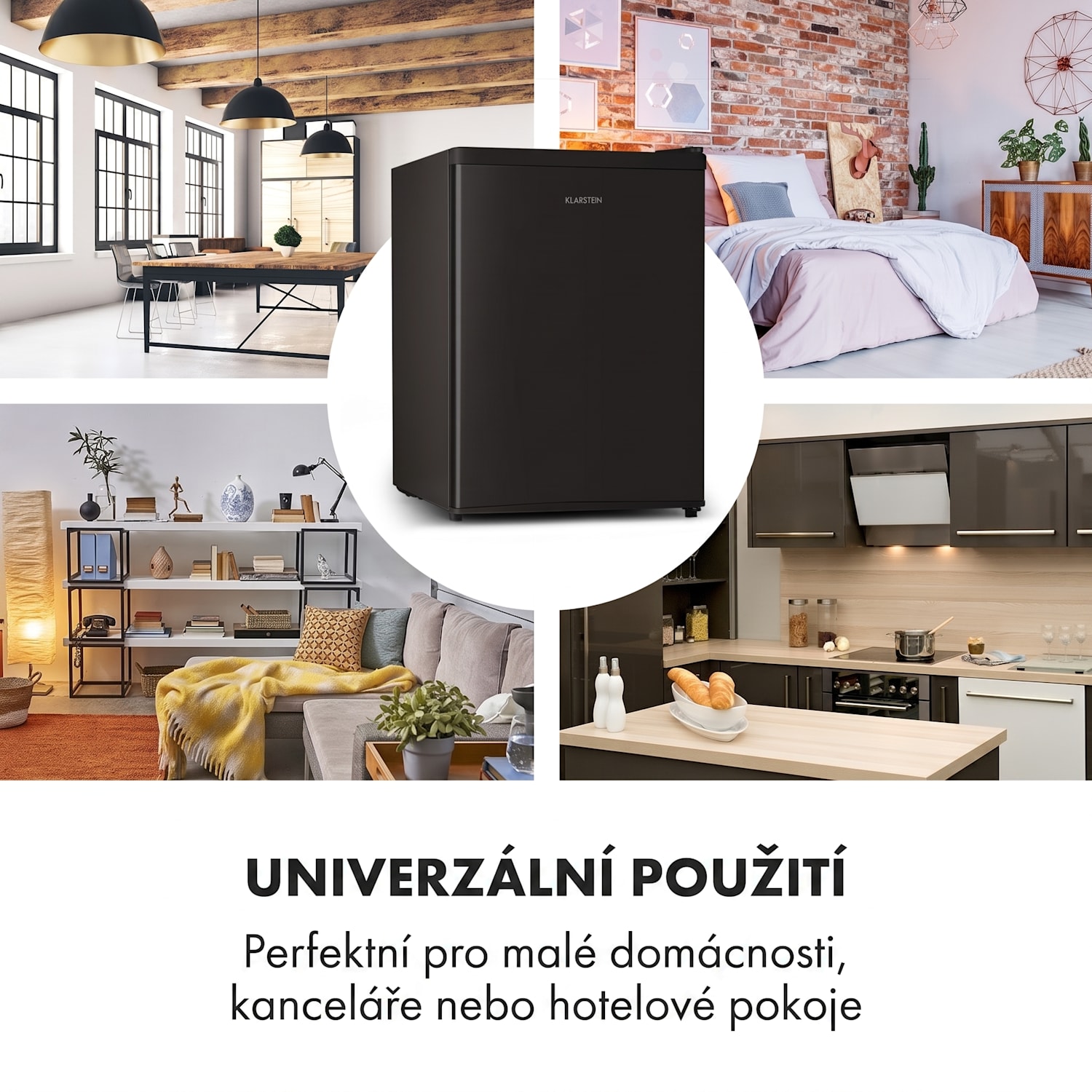 Cool Kid, mini lednice, mrazící prostor, 66 l/1,5 l, energetická třída F, 41 dB, černá Negro
