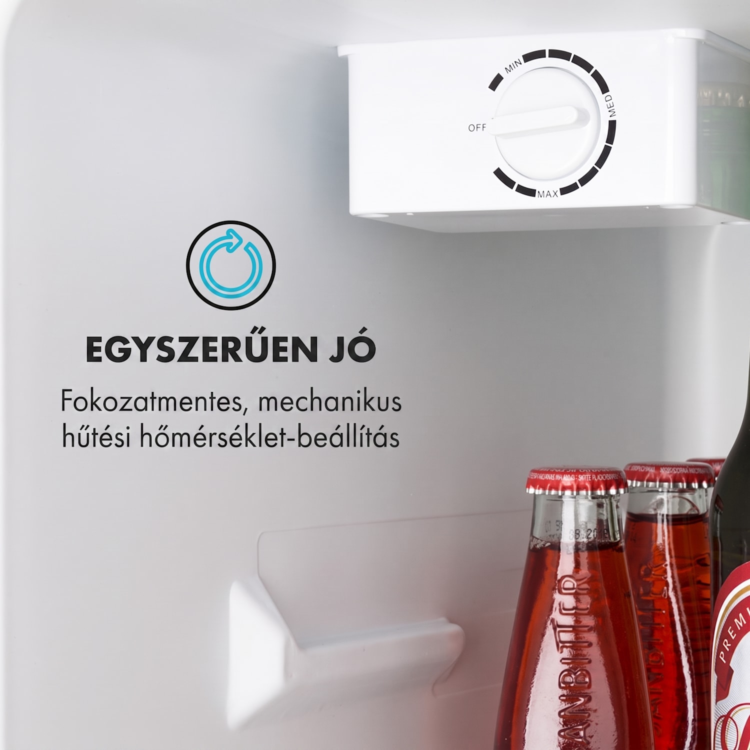 Cool Kid, mini hűtőszekrény, 66 liter, 4 liter fagyasztórekesz, 41 dB, F energiahatékonysági osztály, fekete Fekete