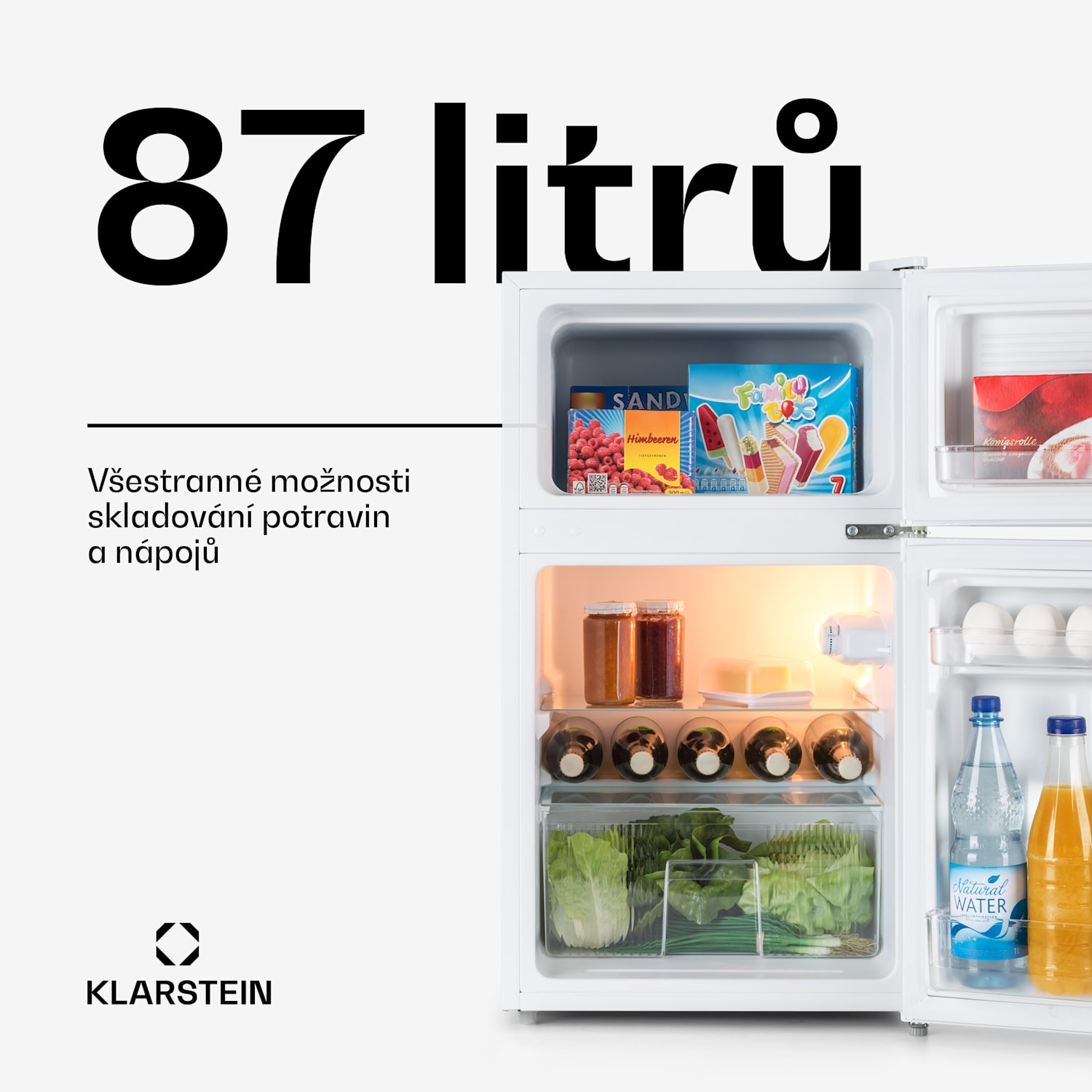 Big Daddy Cool, kombinovaná lednice, 61 l/26 l, 40 dB, energetická třída F, bílá 87 Ltr | Bílá