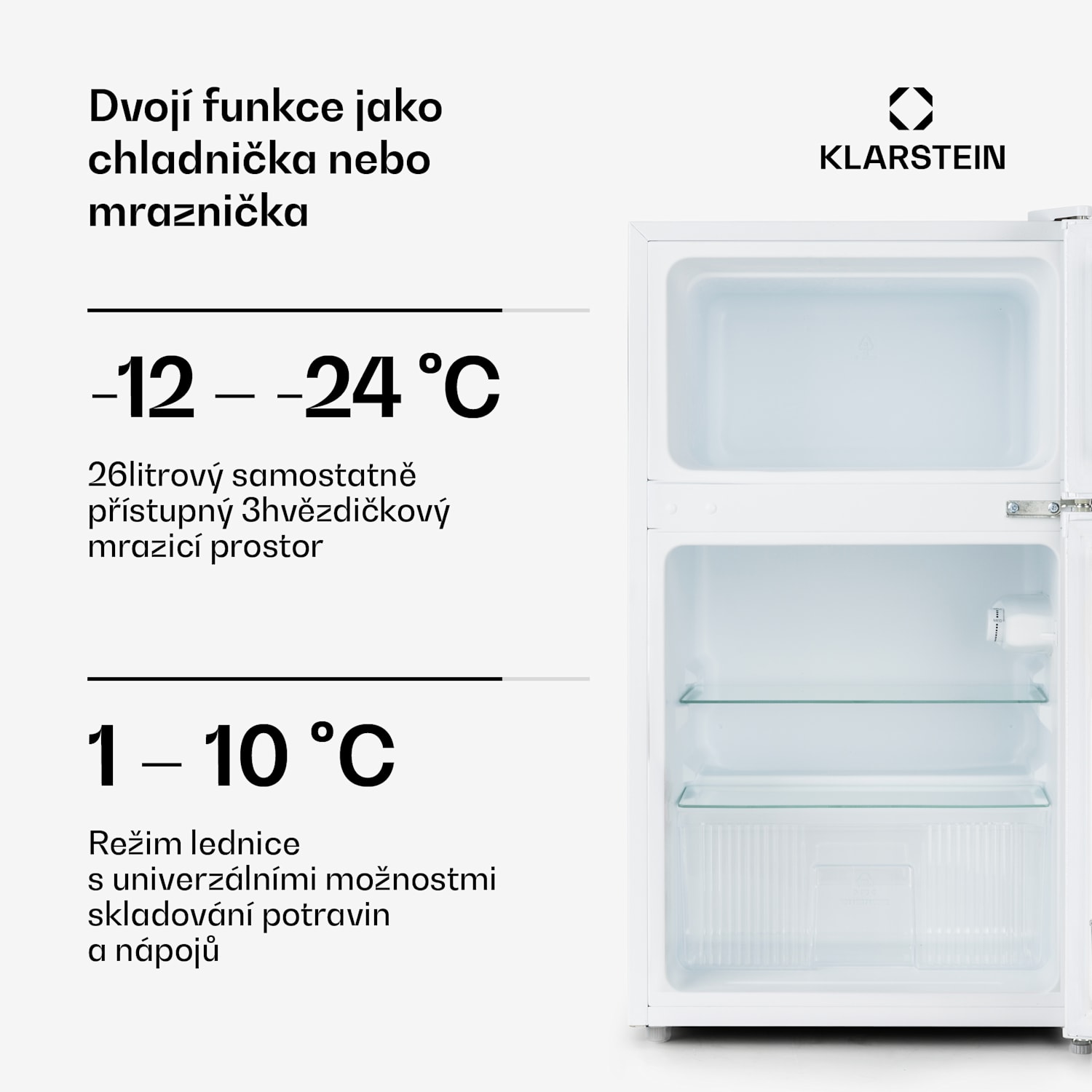 Big Daddy Cool, kombinovaná lednice, 61 l/26 l, 40 dB, energetická třída F, bílá 87 Ltr | Bílá