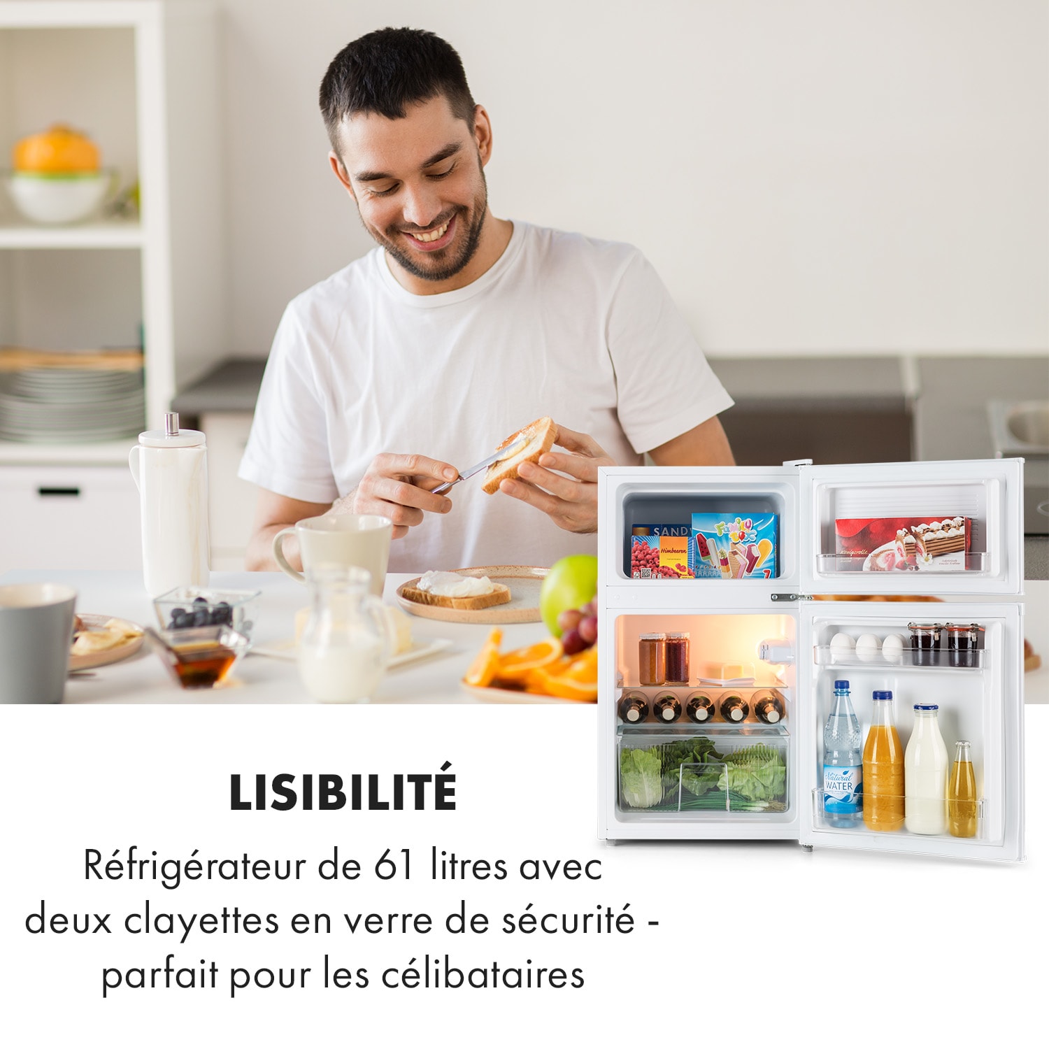 Big Daddy Cool koelvriescombinatie 87 liter 40 dB EEK F 87 ltr | Wit