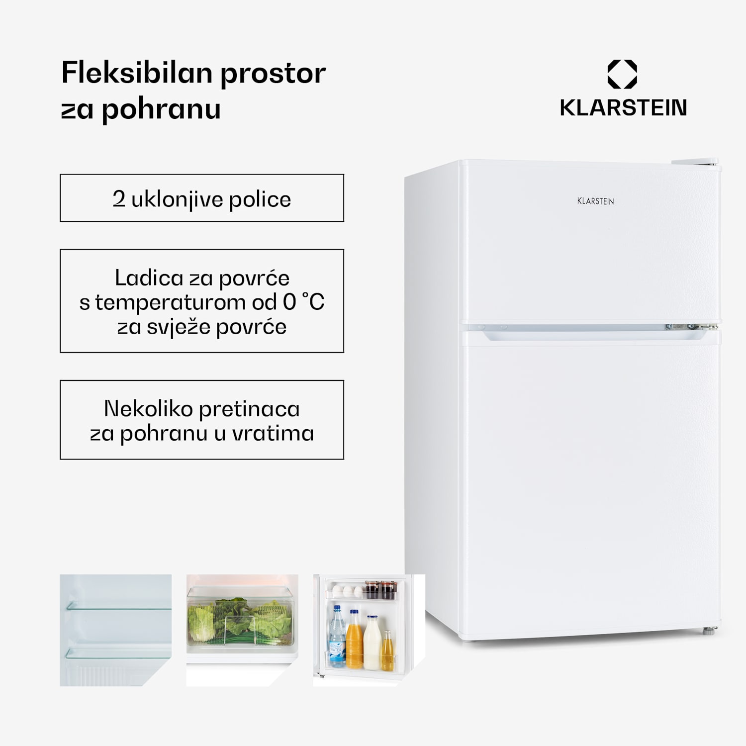 Big Daddy Cool, hladnjak sa zamrzivačem, 61/26 litara, 40 dB, F, bijeli 87 Ltr | Bijela