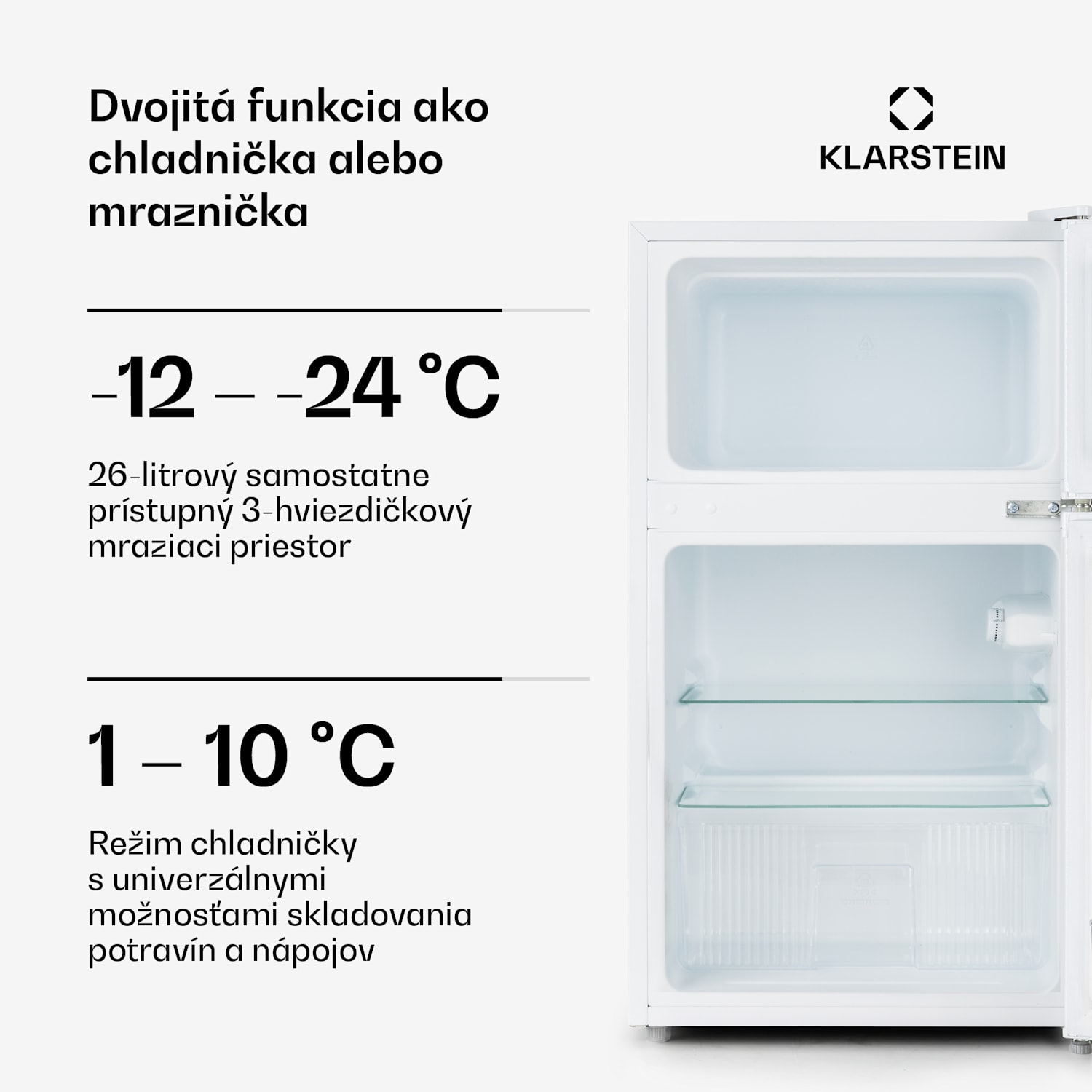 Big Daddy Cool, kombinovaná chladnička, 61/26 l, 40 dB, energet. trieda F, biela 