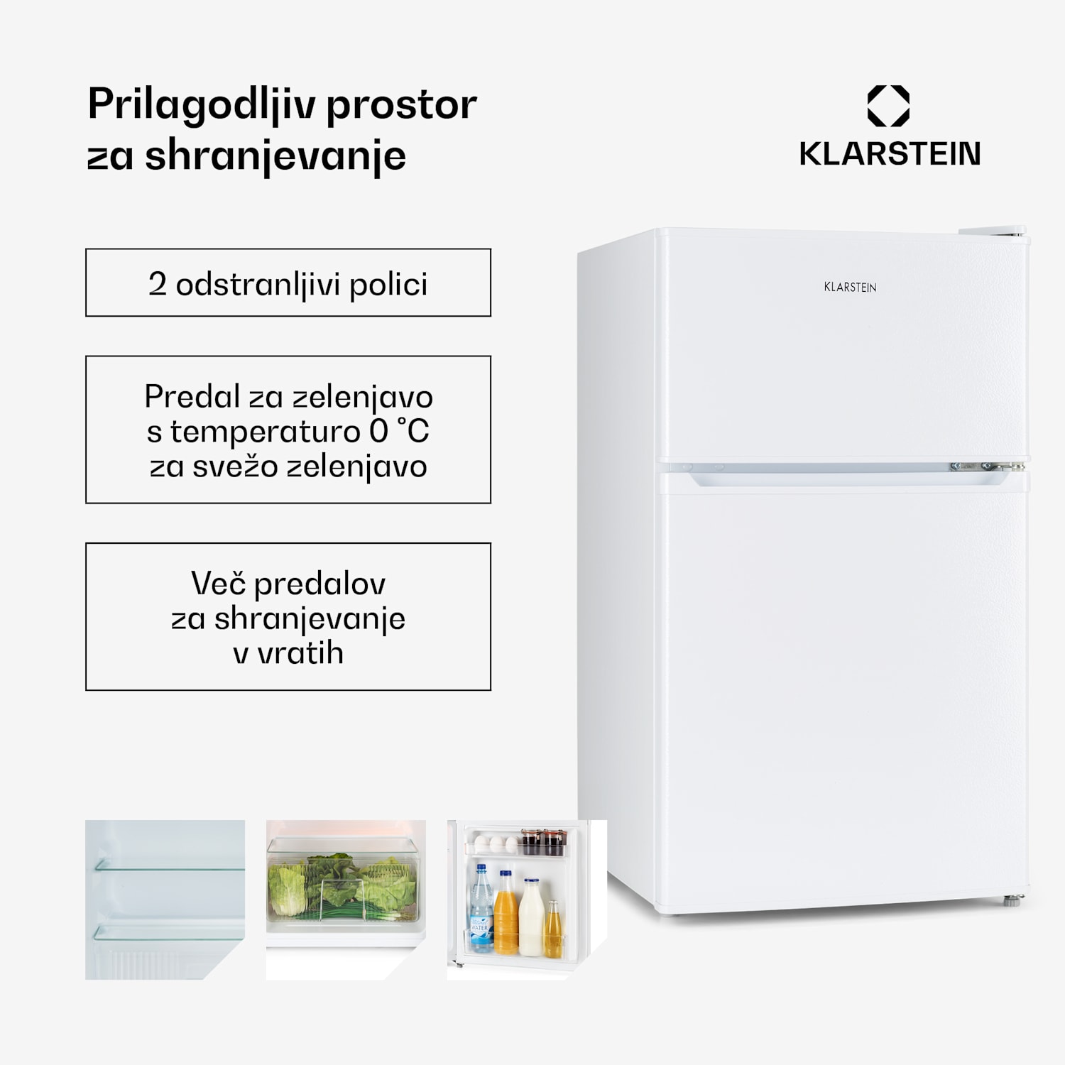 Big Daddy Cool, hladilnik z zamrzovalnikom, 61/26 litrov, 40 dB, F, bela 
