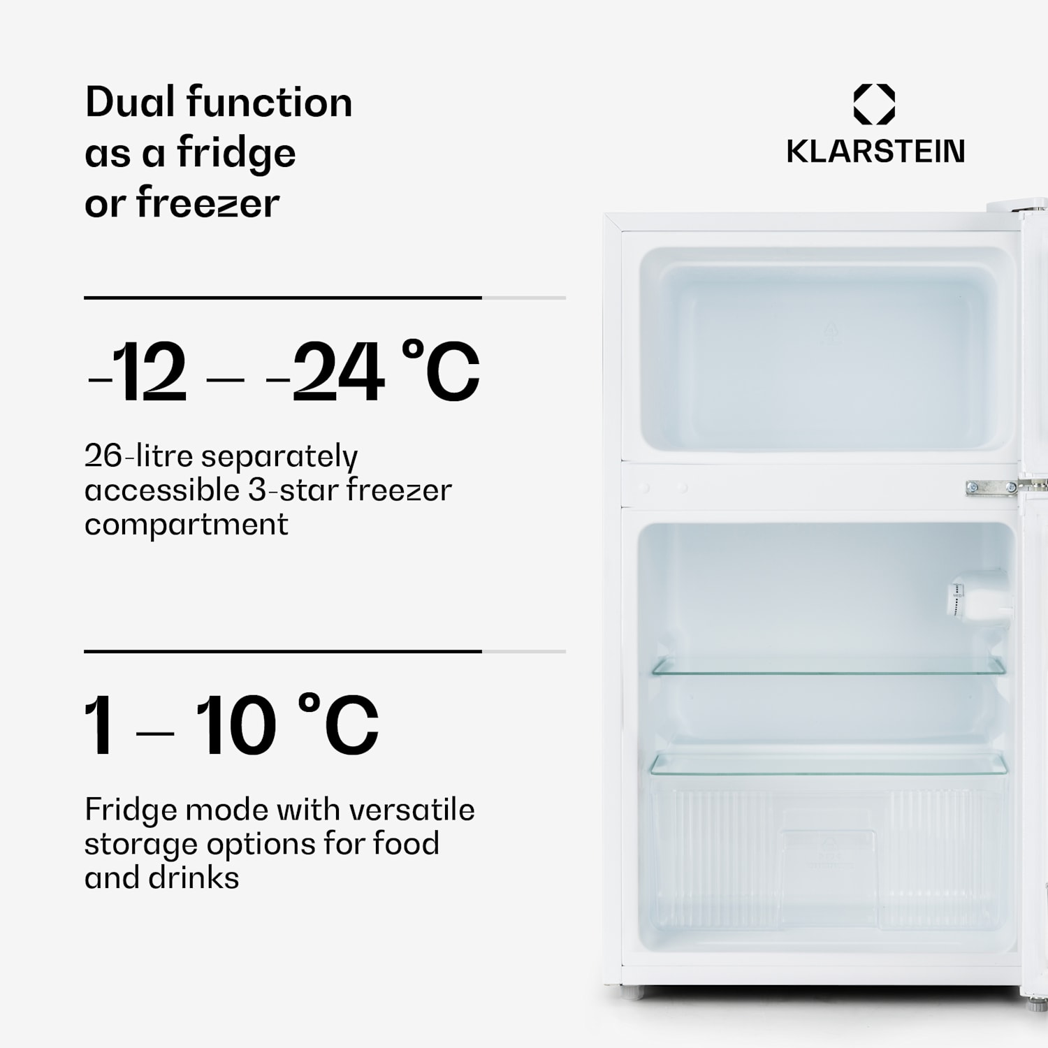 Big Daddy Cool Fridge-freezer 87 litres 40dB EEK F 87 Ltr | White