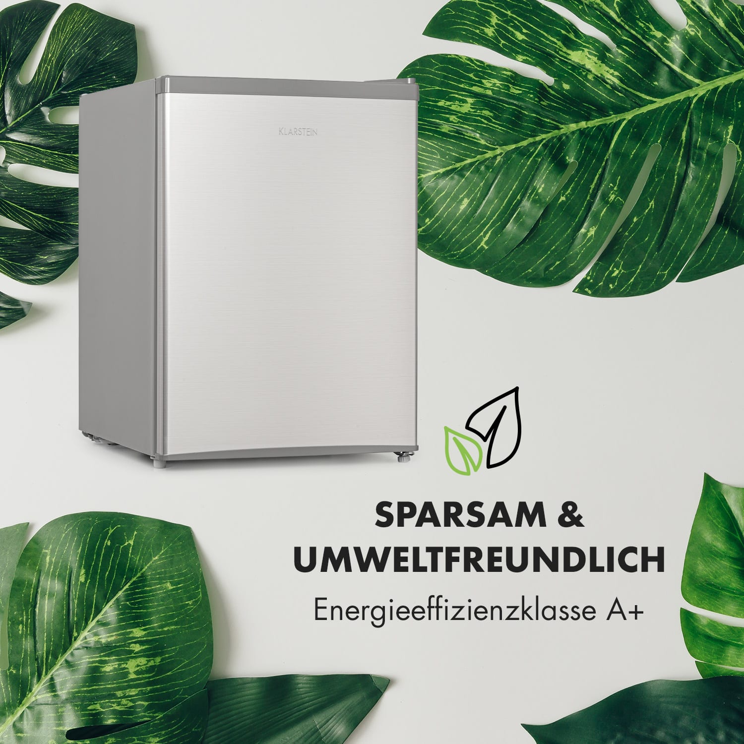 Cool Kid Mini-Kühlschrank mit 4-L-Gefrierfach 66 Liter 41dB Silbergrau