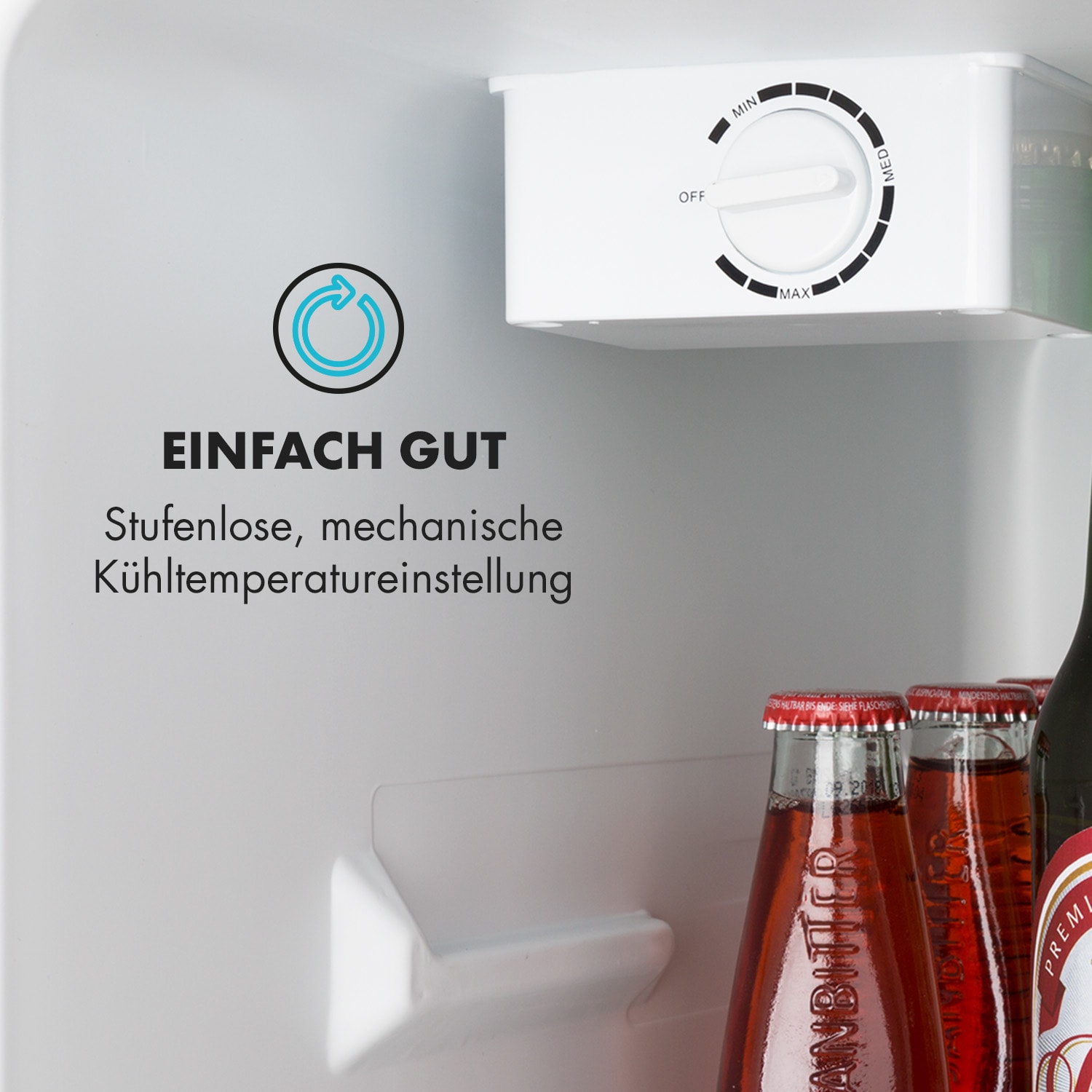 Cool Kid Mini-Kühlschrank mit 4-L-Gefrierfach 66 Liter 41dB Silbergrau