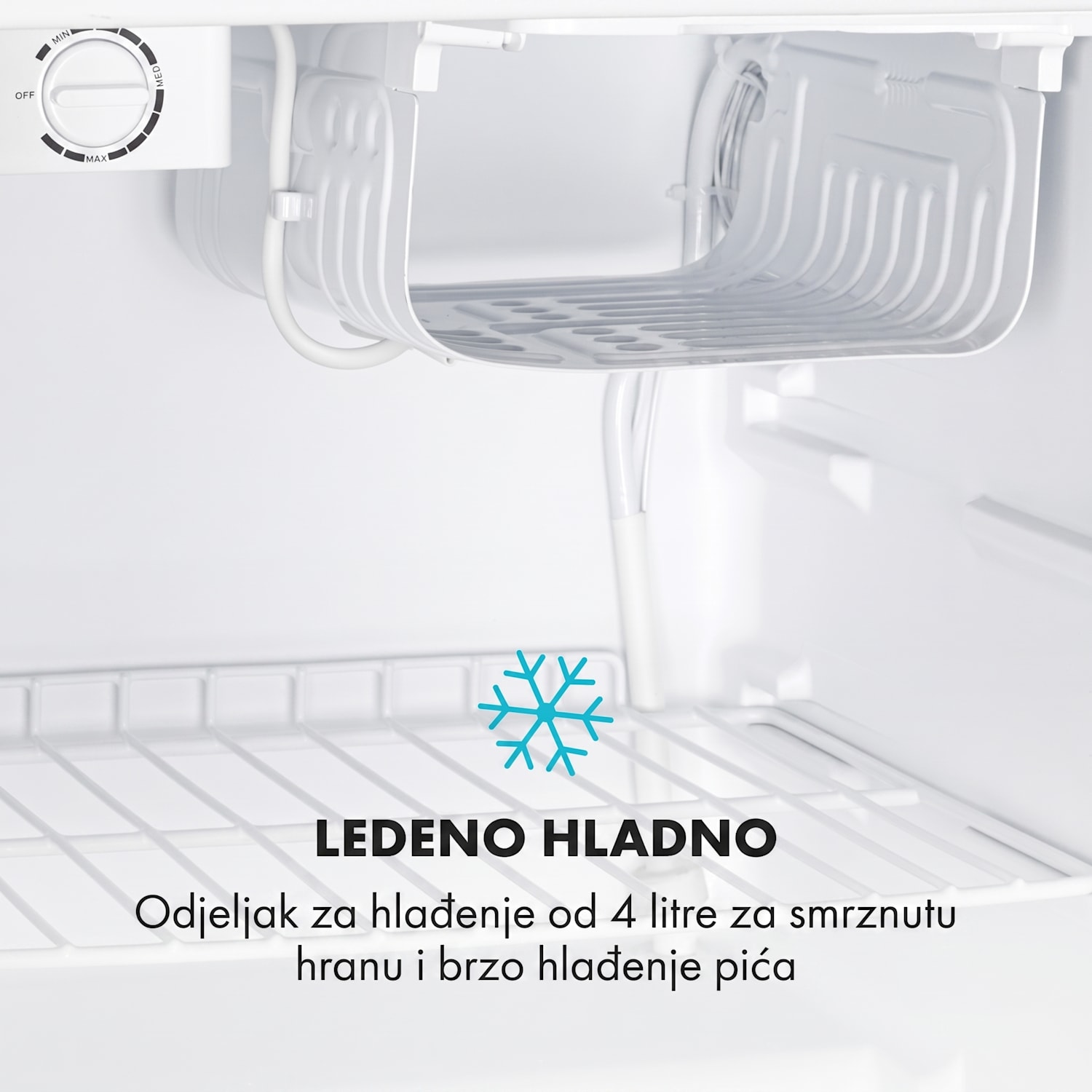 Cool Kid, mini hladnjak s pretincem za zamrzavanje od 4 L, 66 L, 41 dB, F, nehrđajući brušeni čelik Srebrna Siva