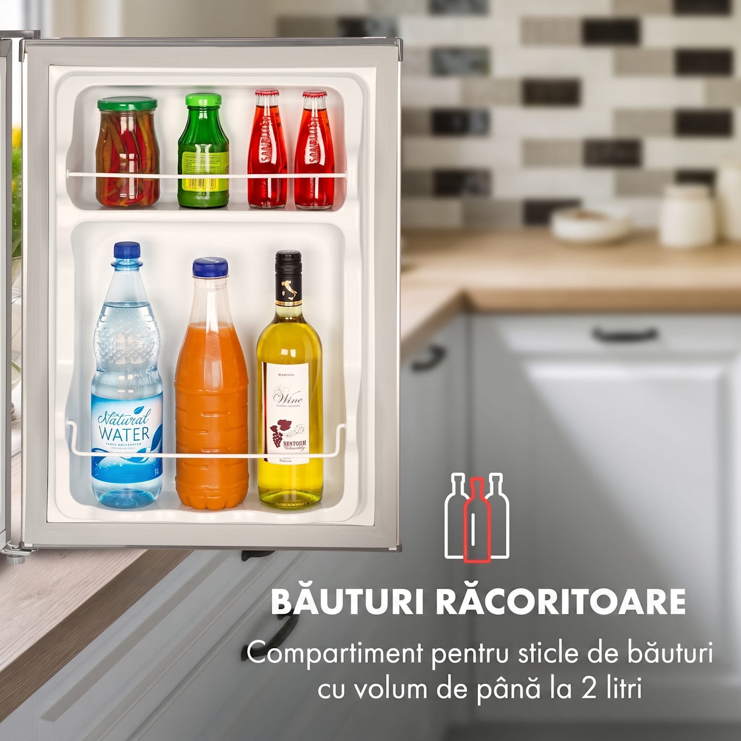 Cool Kid, mini-frigider cu compartiment de congelare de 4 l, 66 l, 41 dB, F, oțel inoxidabil, periat Gri Argintiu