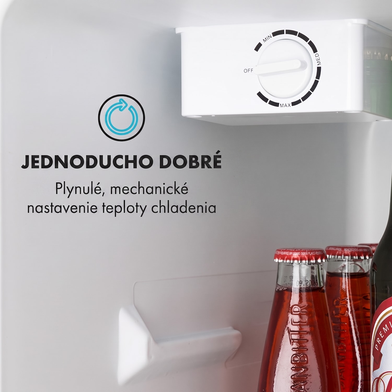 Cool Kid, mini chladnička, 66 l, mraziaci priečinok 4 l, 41 dB, energet. trieda F, brúsená nehrdzavejúca oceľ Strieborno-Sivá