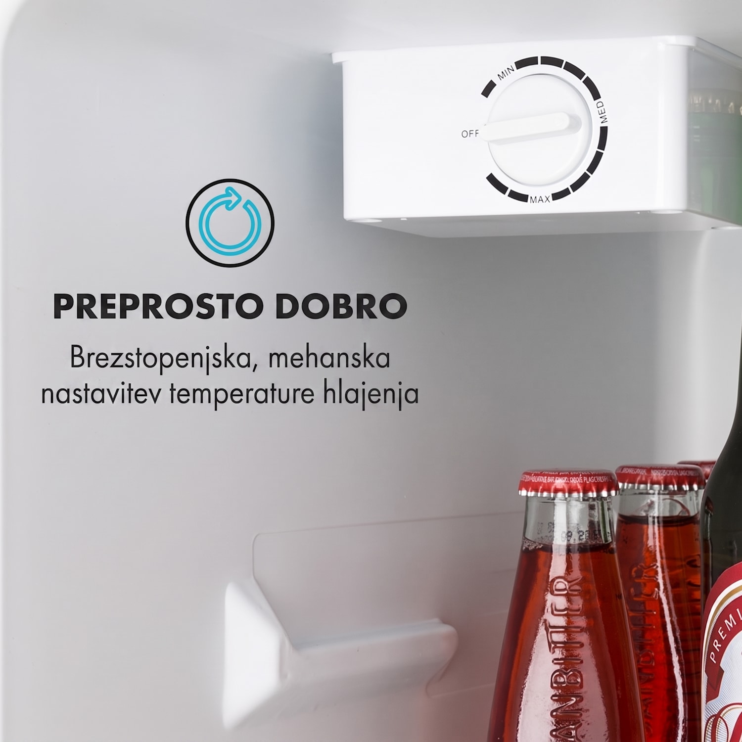 Cool Kid, mini hladilnik s 4-litrskim zamrzovalnikom, 66 l, 41 dB, F, nerjaveče jeklo, brušeno Srebrno Siva