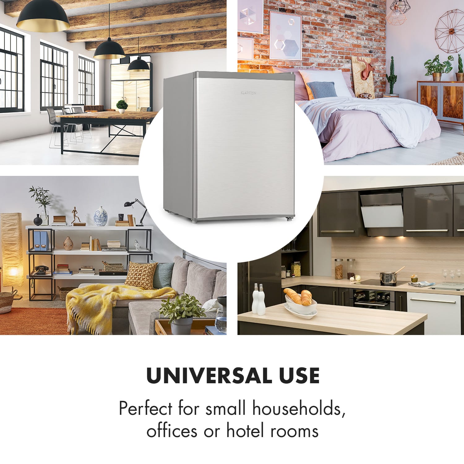 Cool Kid, mini hladnjak s pretincem za zamrzavanje od 4 L, 66 L, 41 dB, F, nehrđajući brušeni čelik 