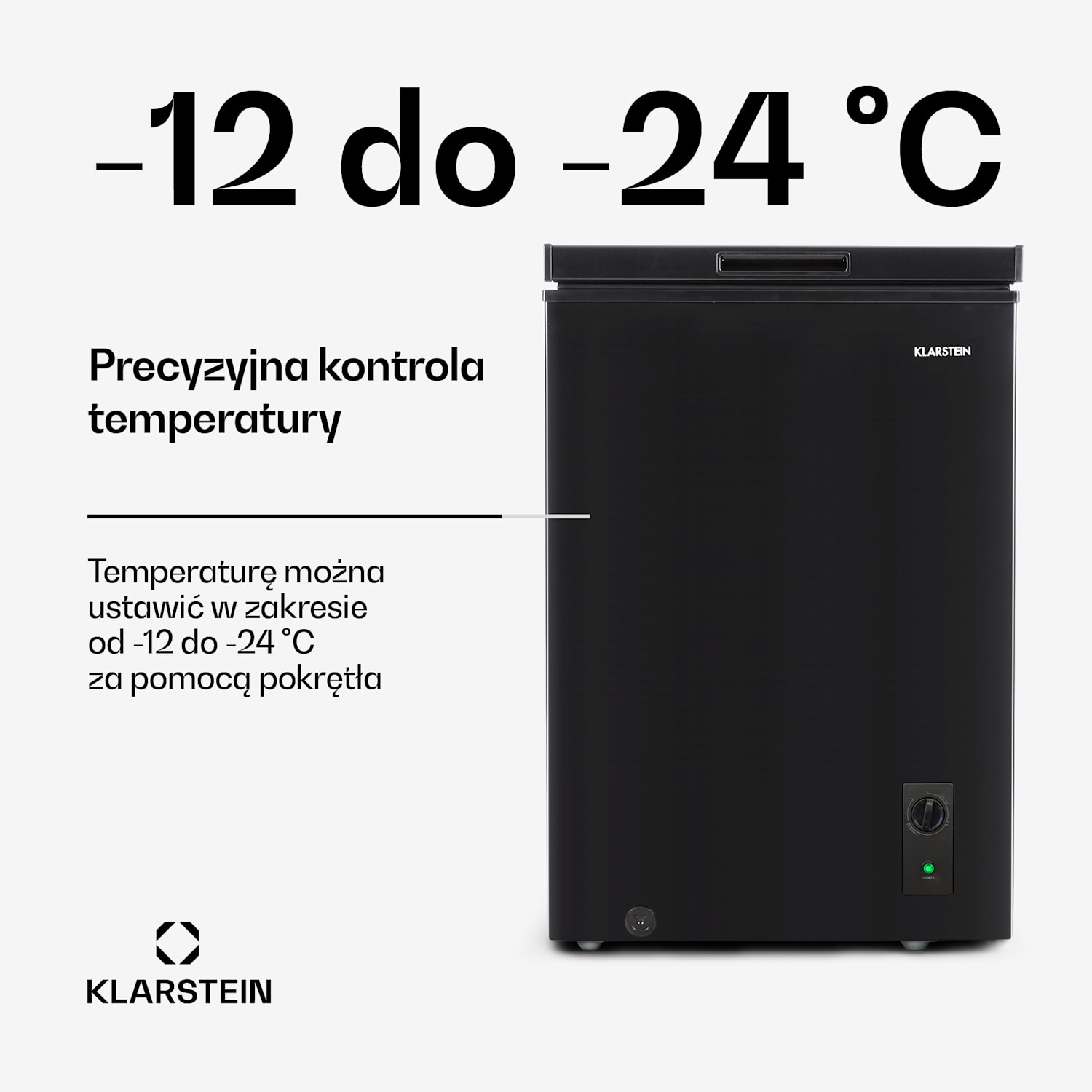 Iceblokk 100, zamrażarka skrzyniowa, wolnostojąca, 100 l, 75 W, F, czarna 100 Ltr | Czarny