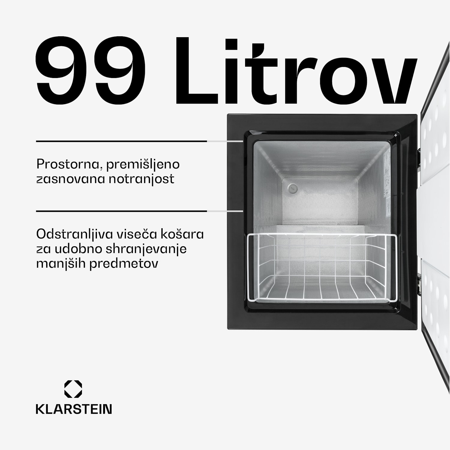 Iceblokk 99, zamrzovalnik, 98 l, 75 W, F, črna 100 Ltr | Črna