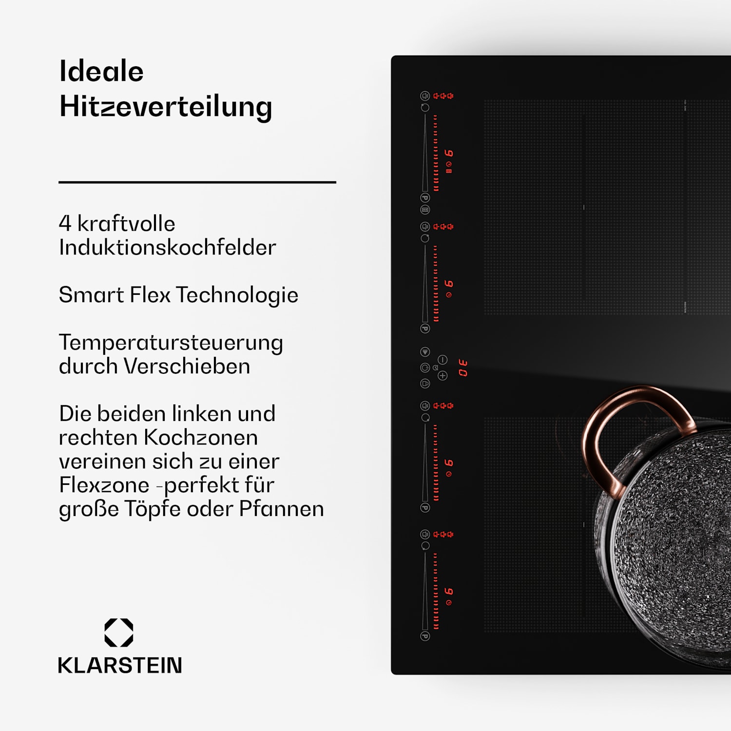 Masterzone 60 Flex Induktionskochfeld Einbau 4 Flex-Zonen ThermoBoost Smart Flex Technology max. 9600 Watt 