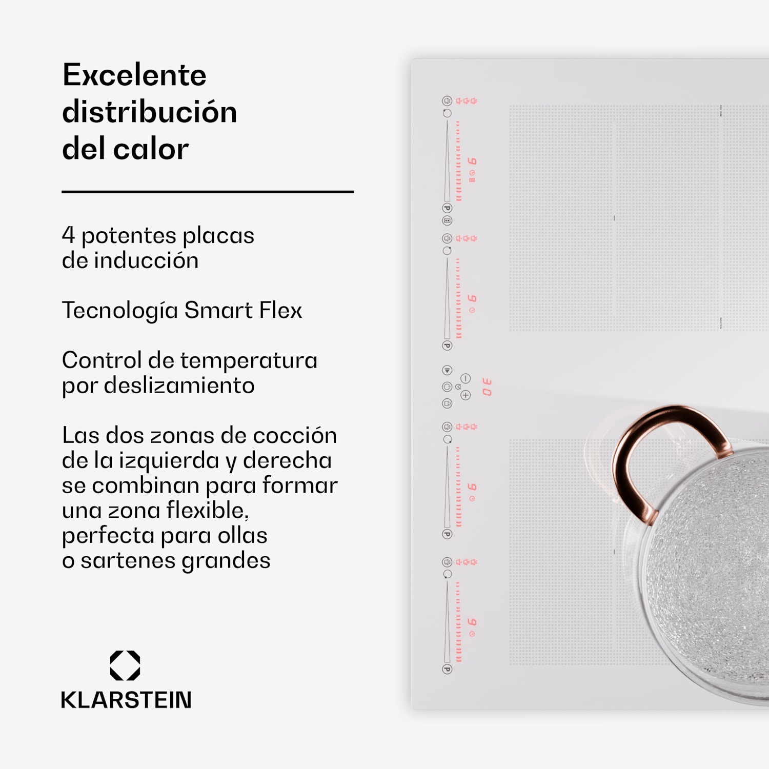 Masterzone 60 Flex Placa de inducción encastrable 4 zonas flexibles ThermoBoost Tecnología Smart 9600 W 