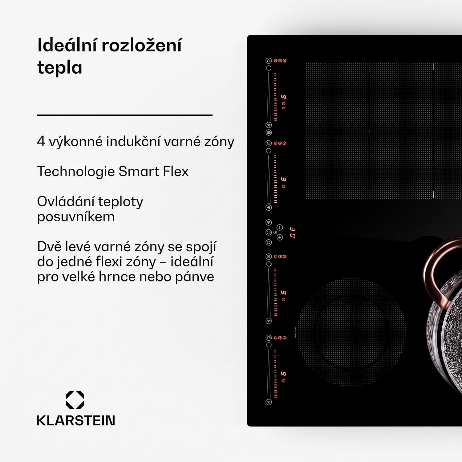 Masterzone 60 Hybrid, indukční varná deska, max. 9600 W, 4 zóny Flex, technologie ThermoBoost, Smart Flex 