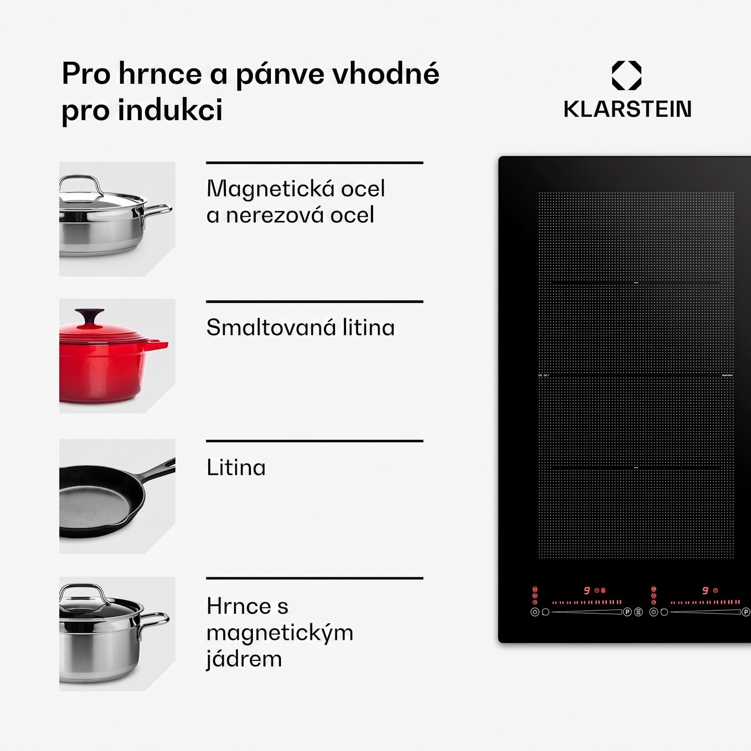 Masterzone 60 Hybrid, indukční varná deska, max. 9600 W, 4 zóny Flex, technologie ThermoBoost, Smart Flex 