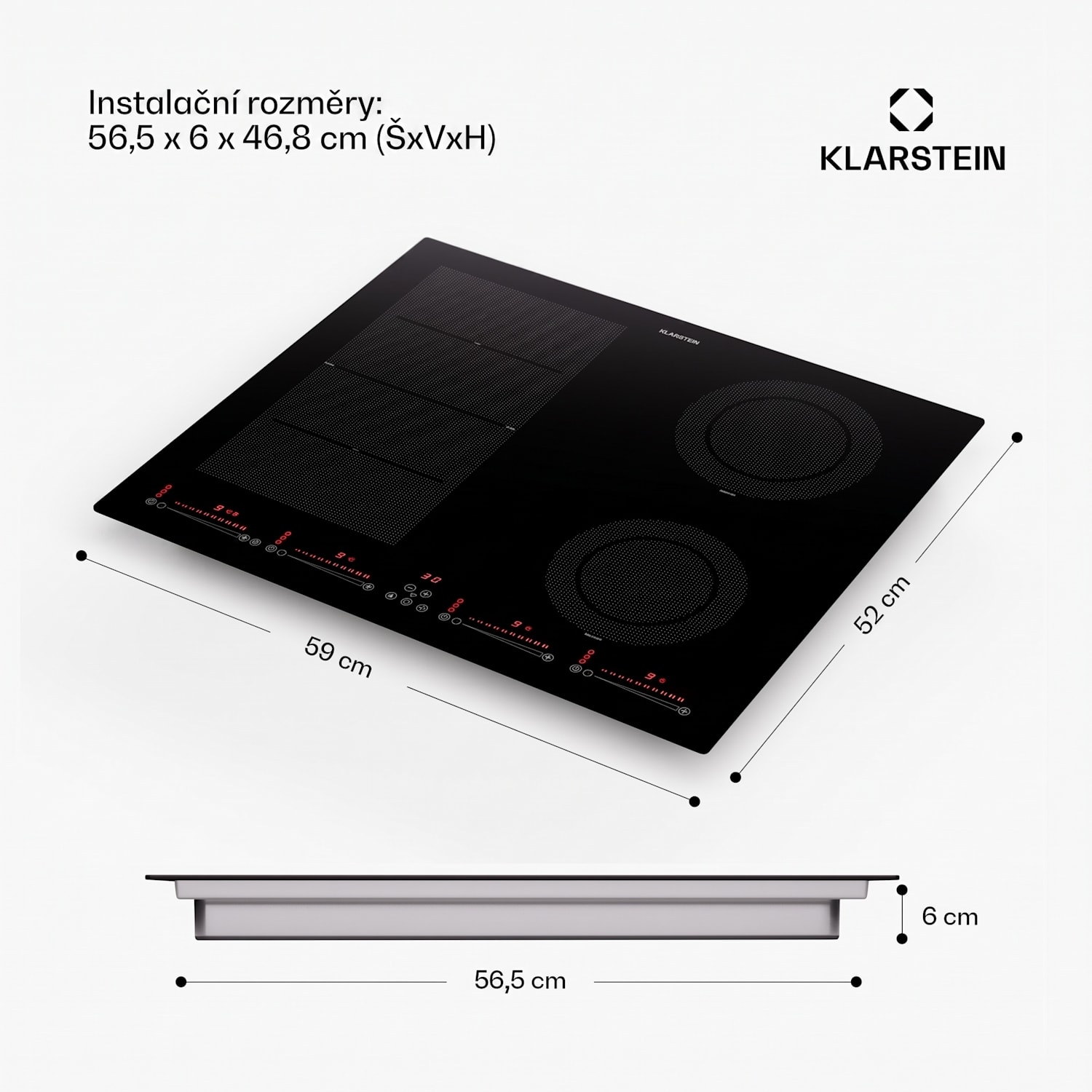 Masterzone 60 Hybrid, indukční varná deska, max. 9600 W, 4 zóny Flex, technologie ThermoBoost, Smart Flex 
