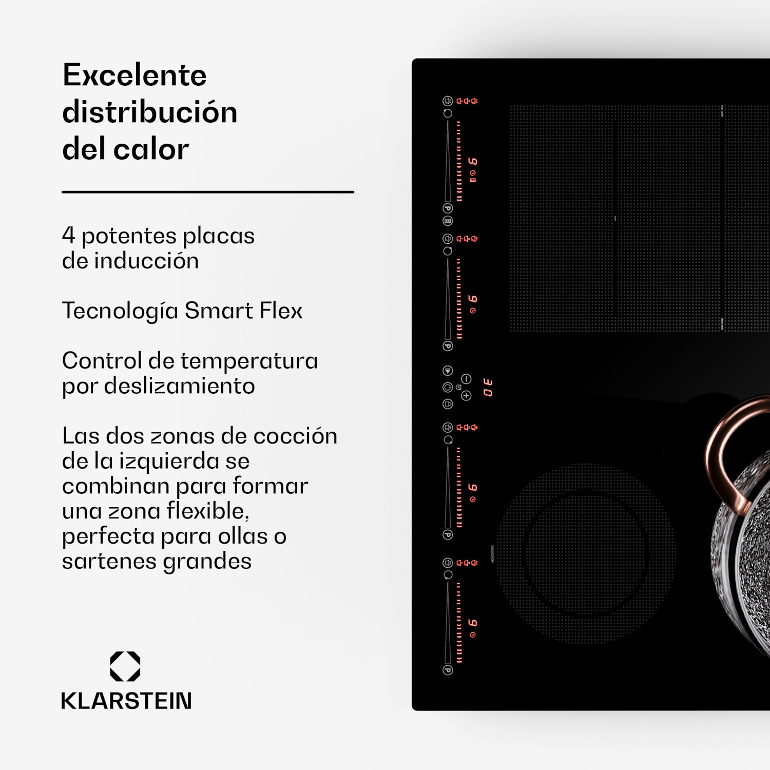 Masterzone 60 Hybrid Placa de inducción encastrable 4 zonas flexibles ThermoBoost Tecnología Smart Flex Máx. 9600 W 