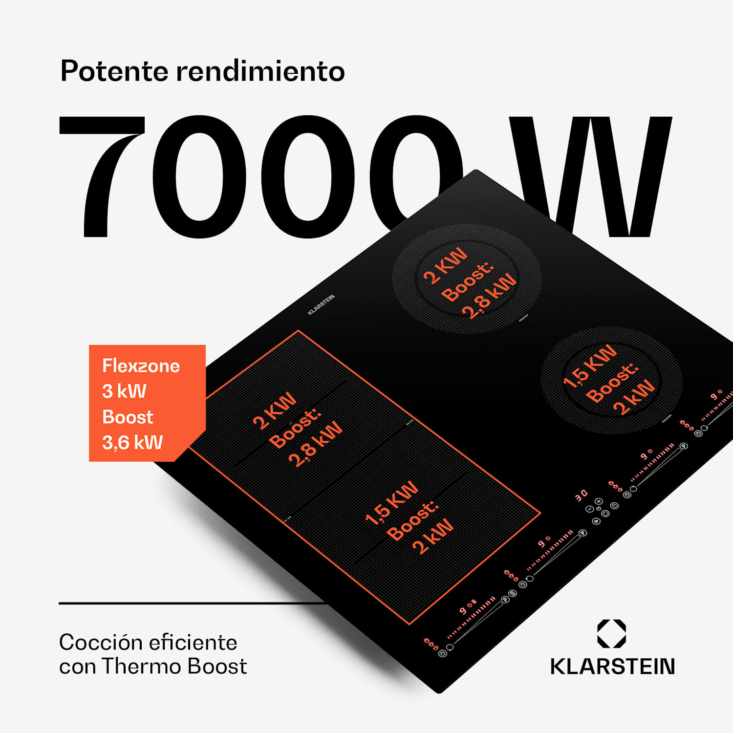 Masterzone 60 Hybrid Placa de inducción encastrable 4 zonas flexibles ThermoBoost Tecnología Smart Flex Máx. 9600 W 