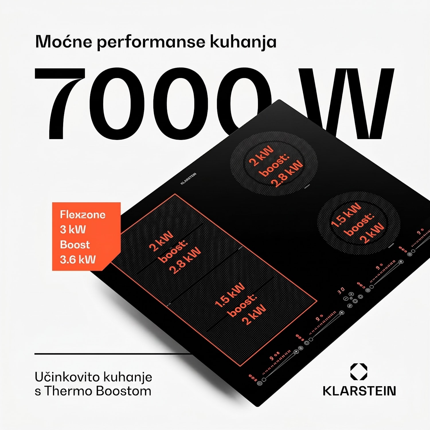 Masterzone 60 Hybrid, indukcijska ploča, ugradbena, maks. 9600 W, 4 Flex zone, ThermoBoost tehnologija, Smart Flex 