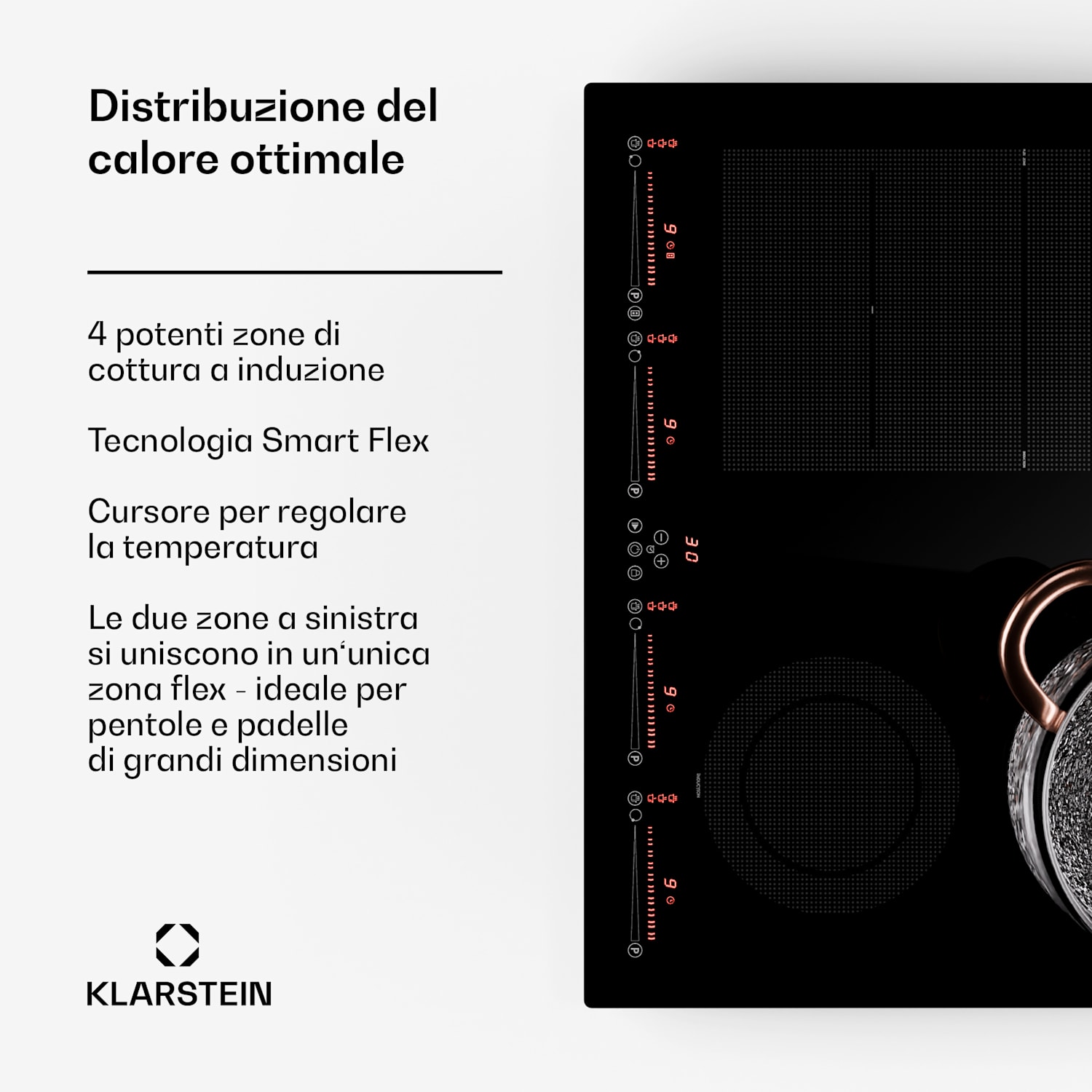 Masterzone 60 Hybrid - Piano cottura a induzione, incasso, 4 zone flex, ThermoBoost, Smart Flex, 9600 watt 